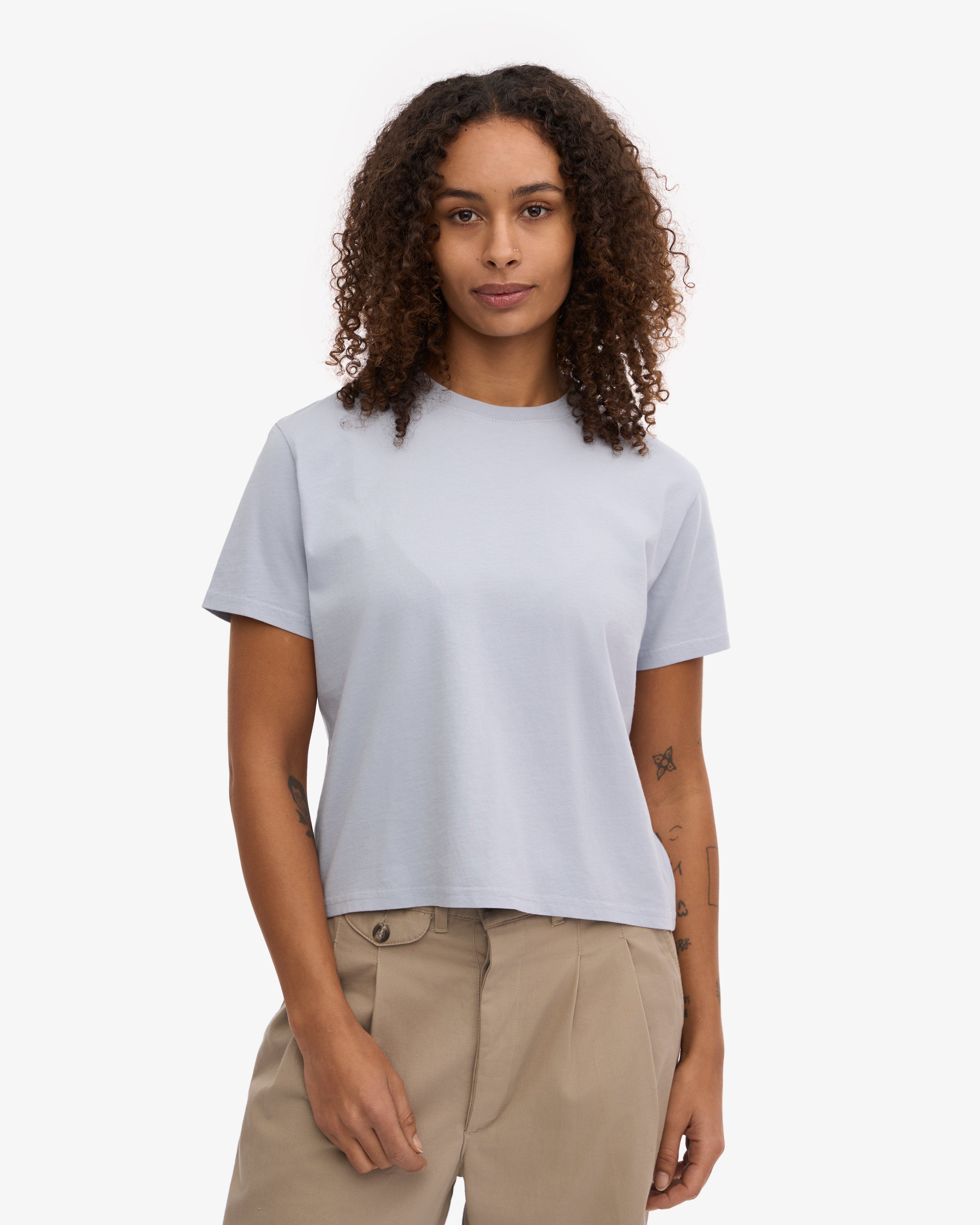 Organic Boxy Crop Tee - Polar Blue | Women's Casual Short Sleeve T-Shirt | Perfect for Yoga, Beach & Everyday Wear