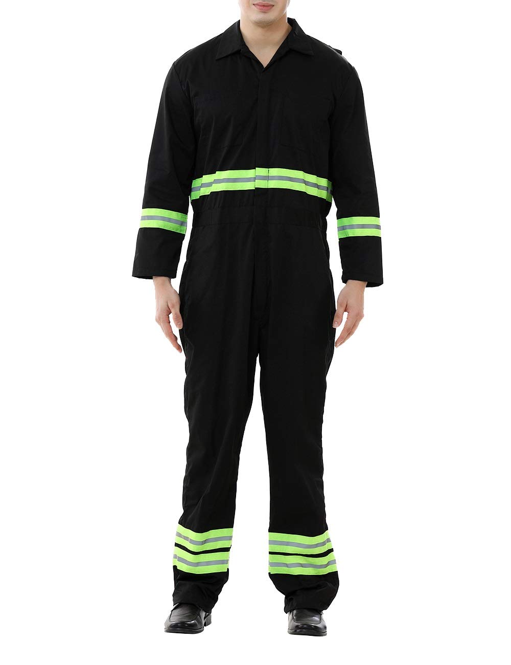 TopTie Safety Coverall with Green Reflective Tape - High Visibility Workwear for Construction, Road Work & Hazardous Environments - OSHA Compliant Protective Jumpsuit for Men & Women