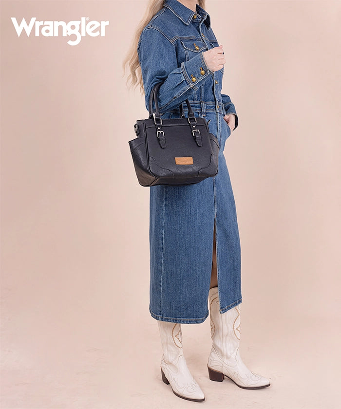 Wrangler Genuine Leather Buckle Tote Bag for Women - Stylish & Durable Handbag for Work, Travel & Everyday Use