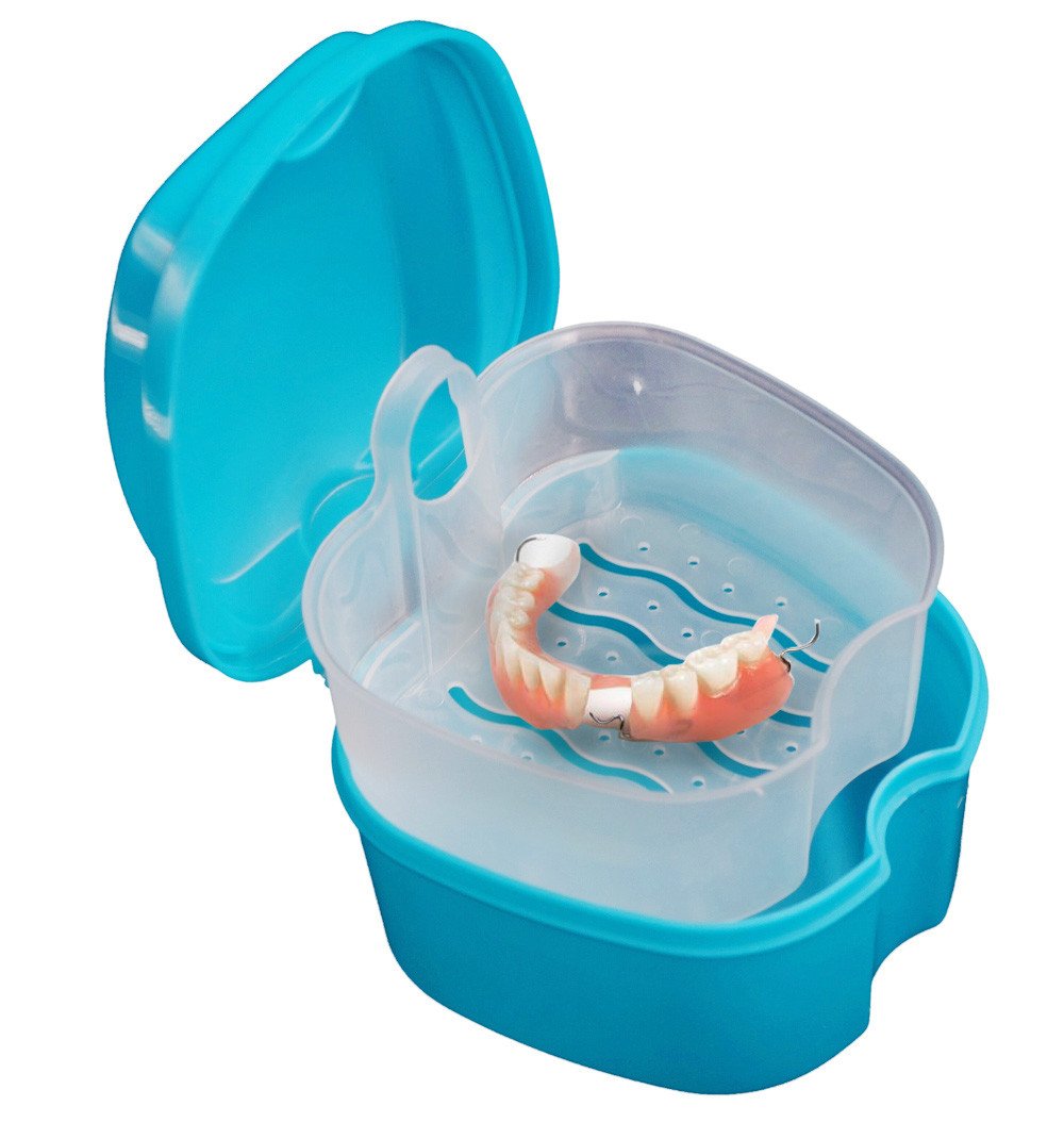 Shiusina Hanging Bathroom Storage Box with Teeth - Denture & Toothbrush Organizer for Bathroom, Travel, and Home Use
