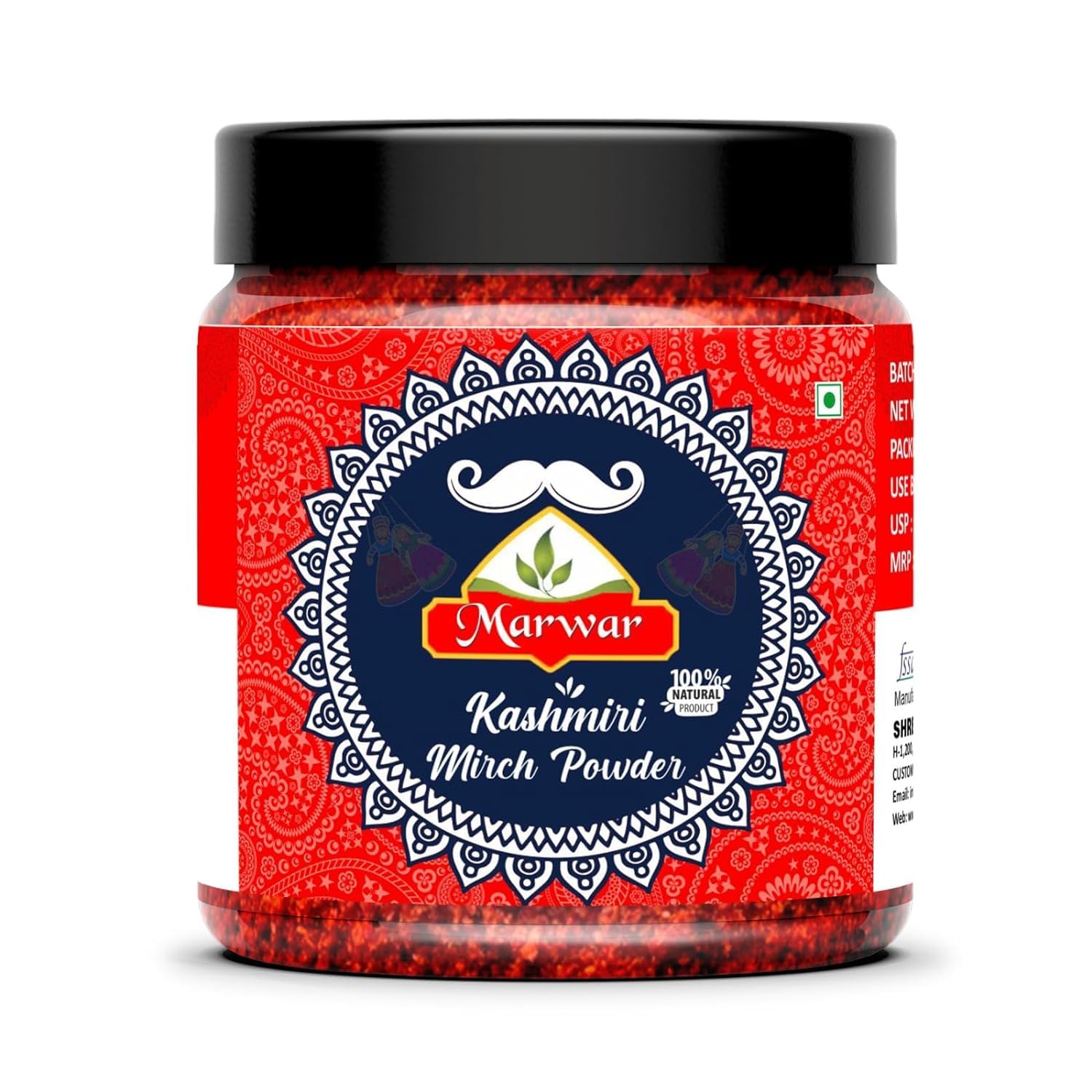 Premium Kashmiri Red Chili Powder (Lal Mirch) - 1KG | Authentic Indian Spice for Curries, Biryani & BBQ | Hot & Flavorful Cooking Ingredient