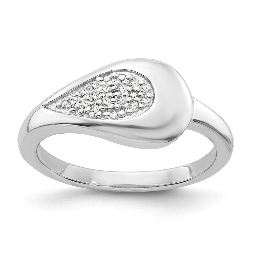 Diamond2Deal 925 Sterling Silver 0.07ct Diamond Engagement Ring for Women - Perfect Wedding Proposal, Anniversary Gift & Bridal Jewelry