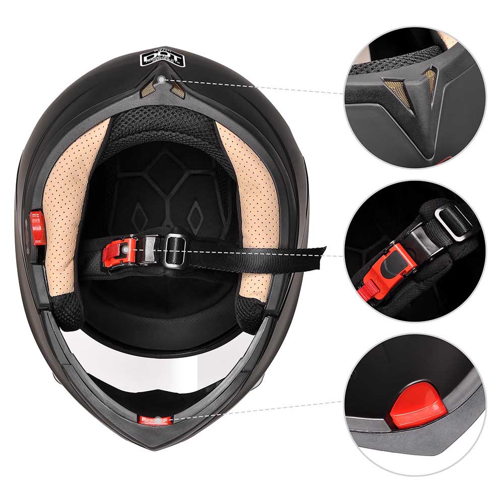 TheLAShop Bluetooth Motorcycle Helmet - DOT Certified Full Face Motorcycle Helmet with Built-in Bluetooth, Noise Reduction & Hands-Free Calling - Perfect for Commuting, Road Trips & Motorcycle Tours (Black)