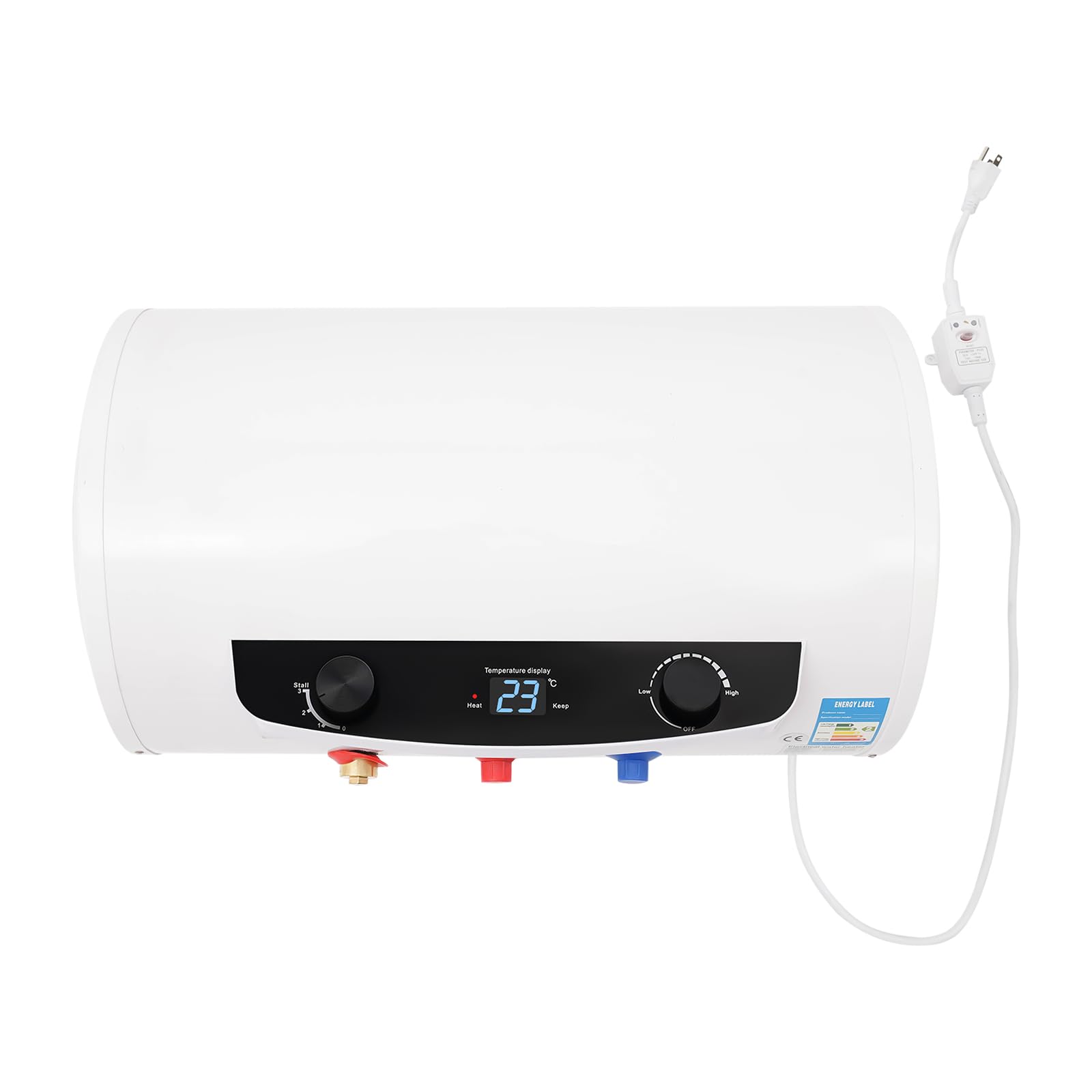 50L Digital Display Electric Water Heater - Automatic Horizontal Mounting with Safety Protection for Home, Bathroom & Shower (25-75℃) | Energy Efficient Hot Water Solution for Apartments, RV & Small Spaces