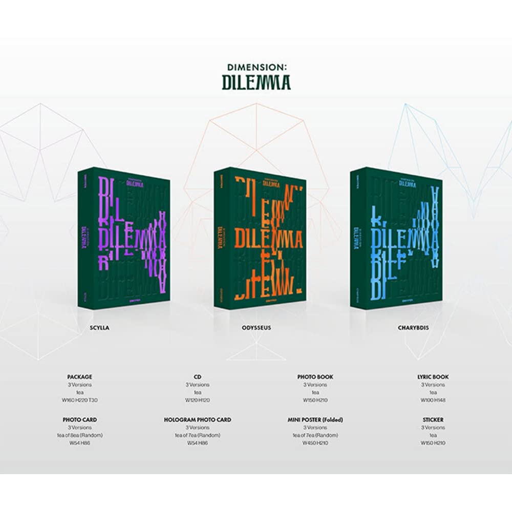 ENHYPEN Dimension Dilemma 1st Album Set (ODYSSEUS/SCYLLA/CHARYBDIS Versions) - K-Pop Collectible with Weverse Gift, Folded Poster & OS Player Card | Perfect for K-Pop Fans, Album Collectors and ENHYPEN Lightstick Owners