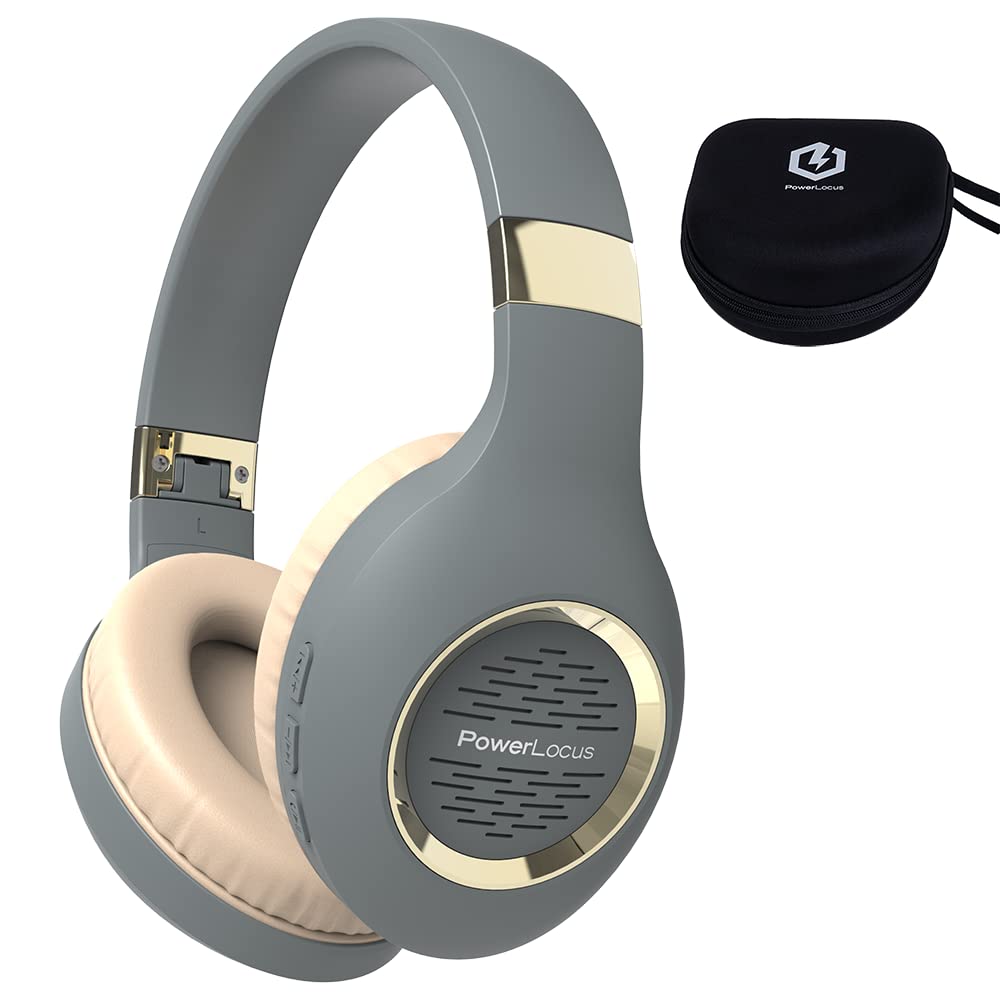 PowerLocus Wireless Bluetooth Over-Ear Headphones with Hi-Fi Stereo & Deep Bass, Foldable Design with Soft Earmuffs & Built-in Mic - for Phone, Tablet, PC (Perfect for Travel, Gaming & Office Work)