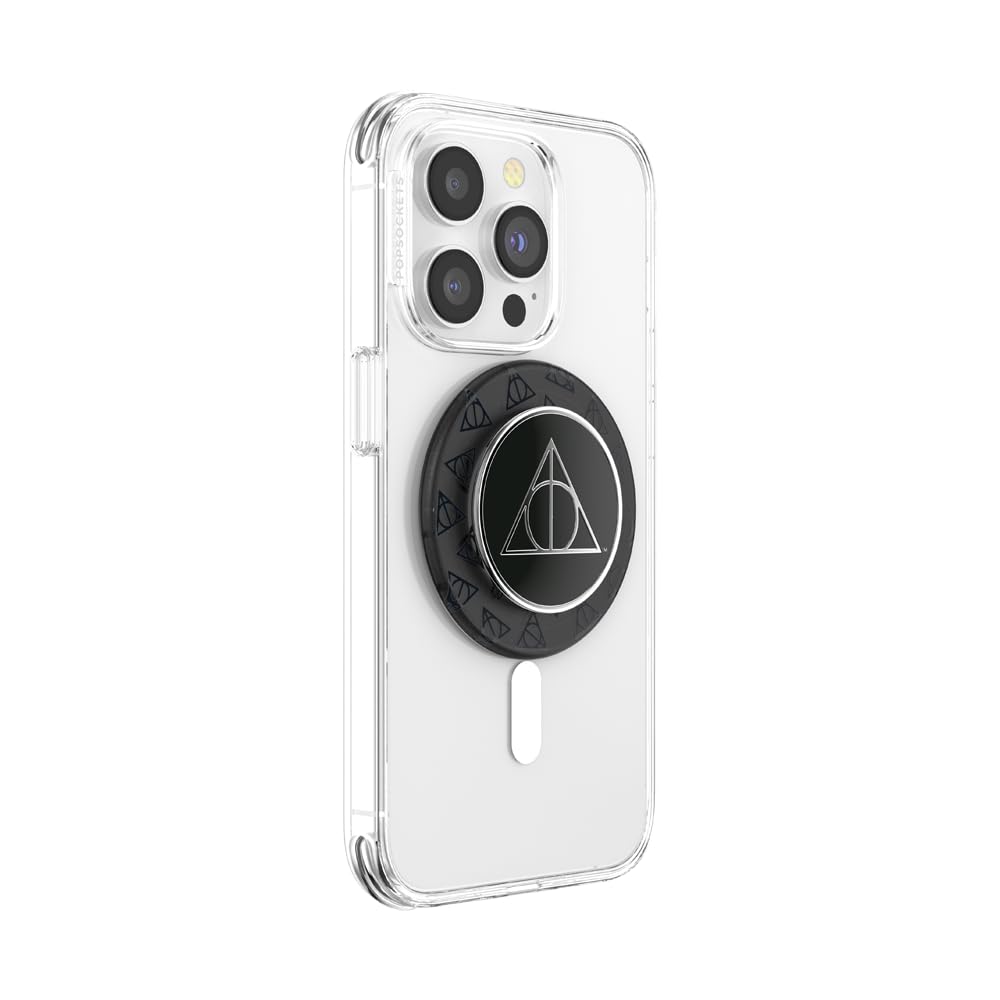 PopSockets MagSafe Phone Grip with Adapter Ring - Harry Potter Deathly Hallows Enamel Design | Wireless Charging Compatible Phone Holder for iPhone | Perfect for Commuting, Gaming & Hands-Free Use