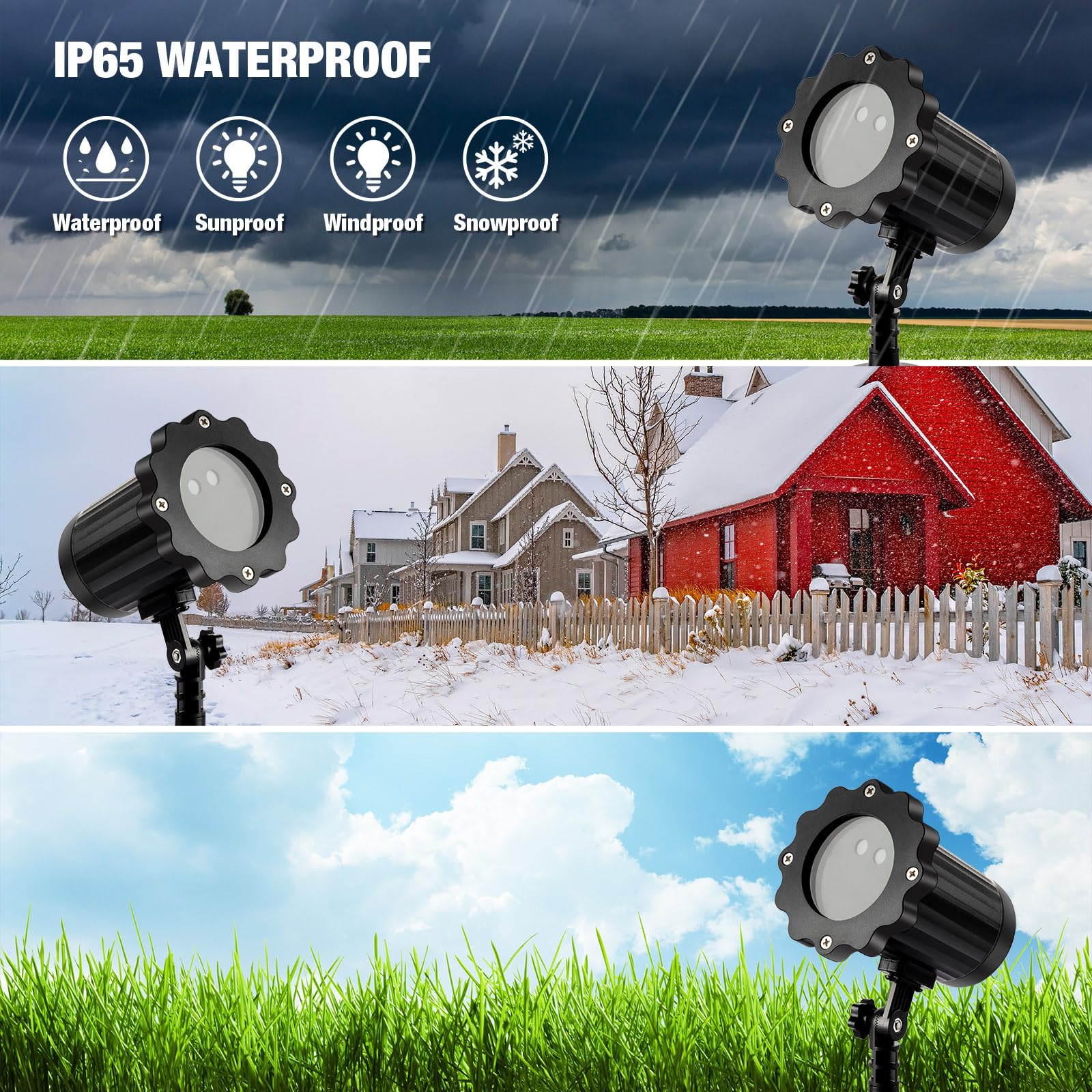 Treela 2-Pack Christmas Projector Lights - RGB LED Motion Holiday Projection for Outdoor Garden, Xmas Party Decor (Red/Green/Starry) - Perfect for Christmas Tree Lighting, Yard Decorations & Holiday Festivities