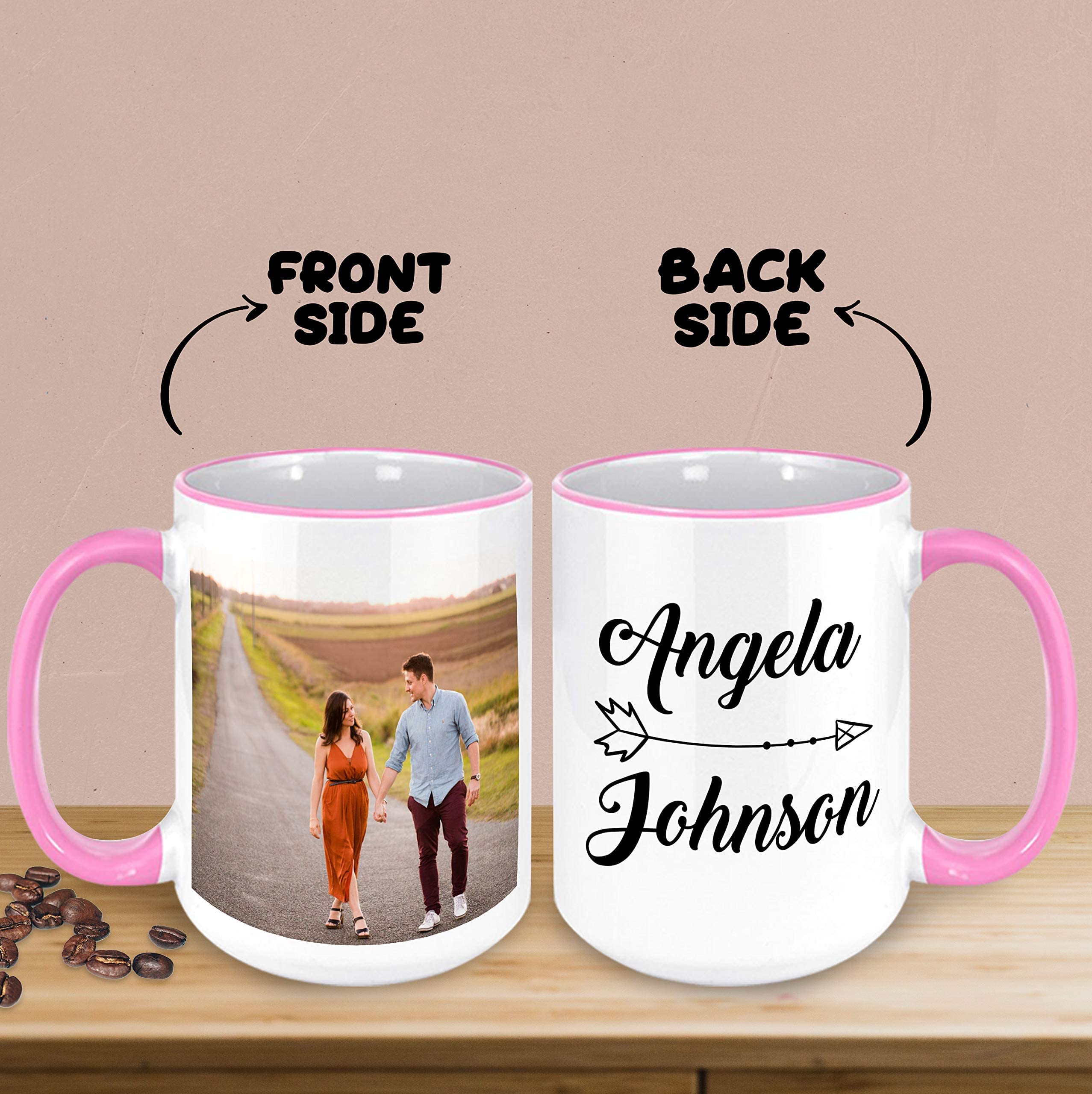 Personalized 15oz Custom Coffee Mugs - Add Your Photo, Logo & Text - Ceramic Travel Mug for Office, Gifts & Home Use