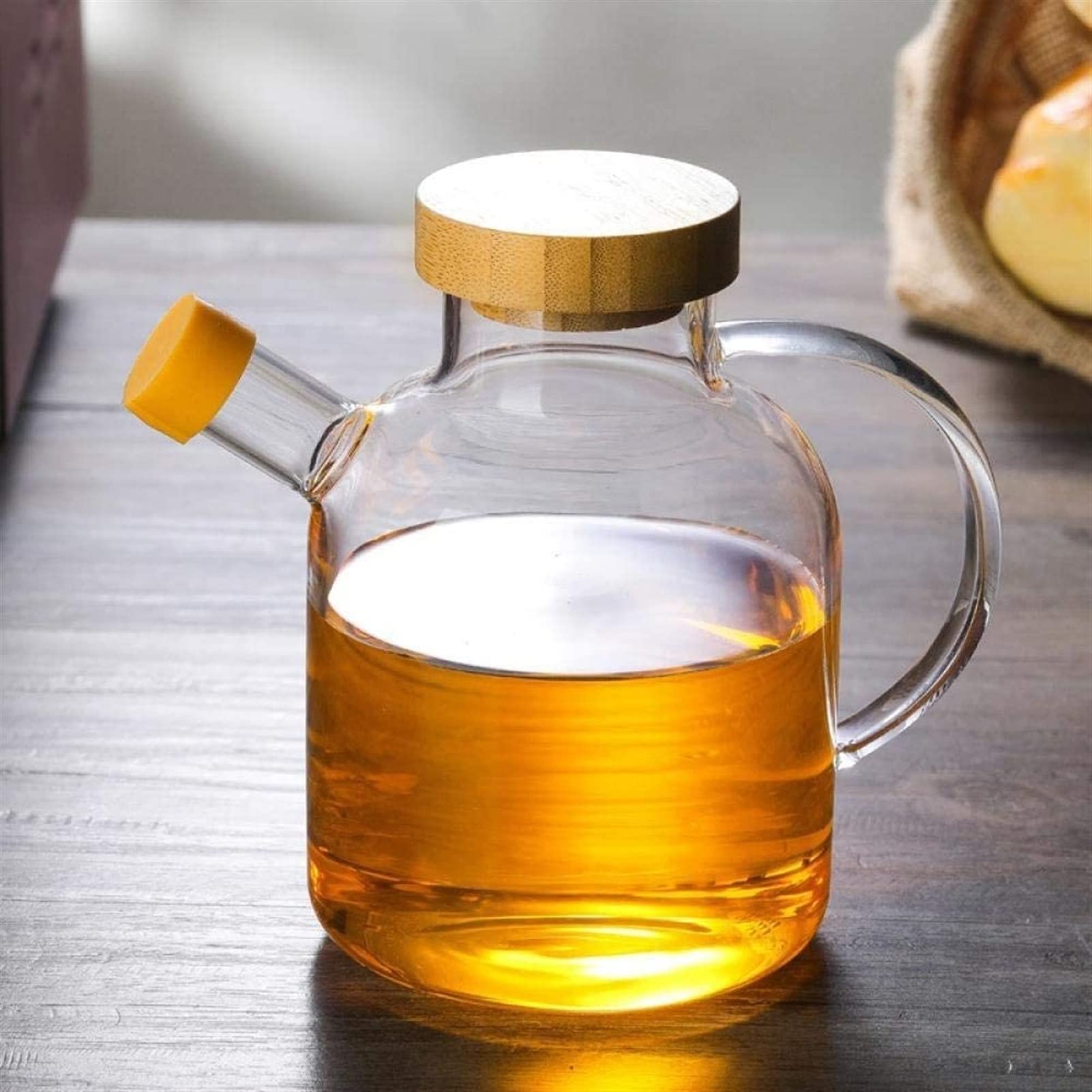 **650ml Glass Olive Oil Dispenser Bottle with Anti-Leak Spout - Perfect for Kitchen, Salad Dressing & Cooking - Oil, Vinegar, Soy Sauce Sprayer with Horn Mouth & Stoppers**