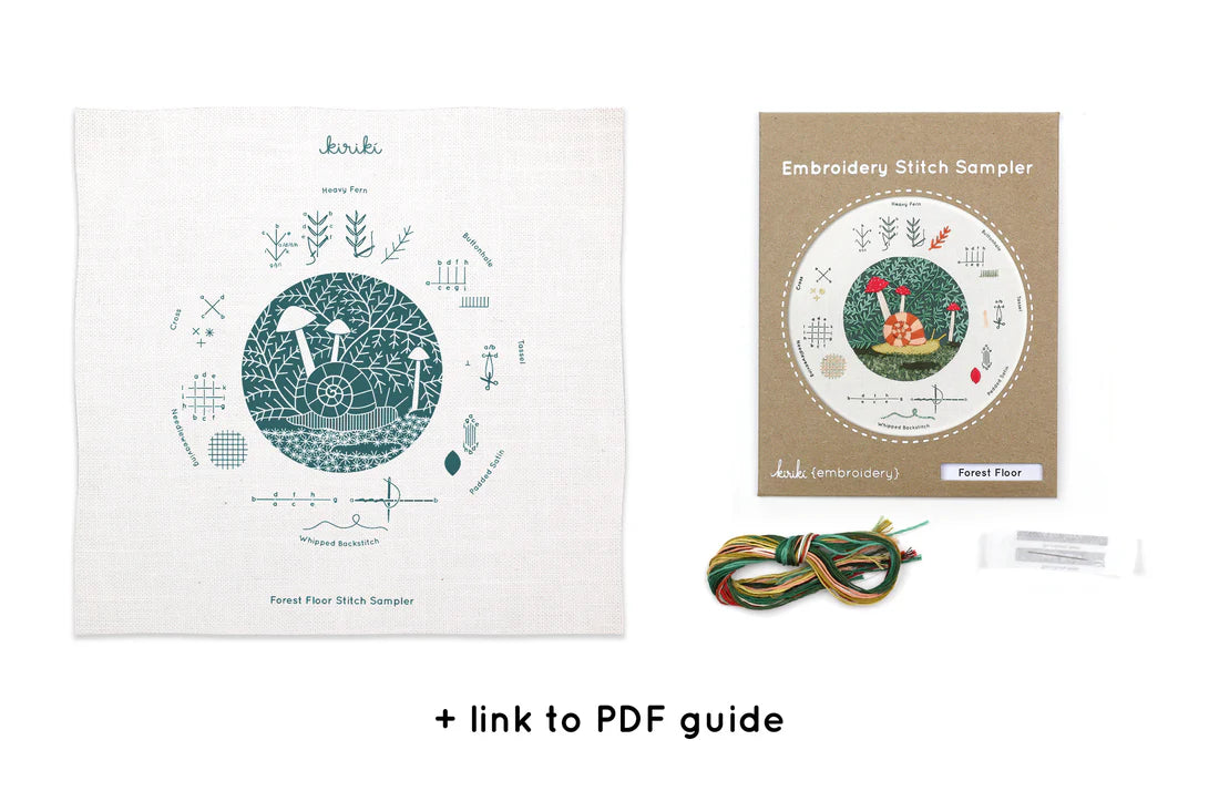 Forest Floor Embroidery Stitch Sampler Kit - Hand Embroidery Patterns for Beginners & Advanced - Perfect for DIY Home Decor, Wall Art & Gift Making