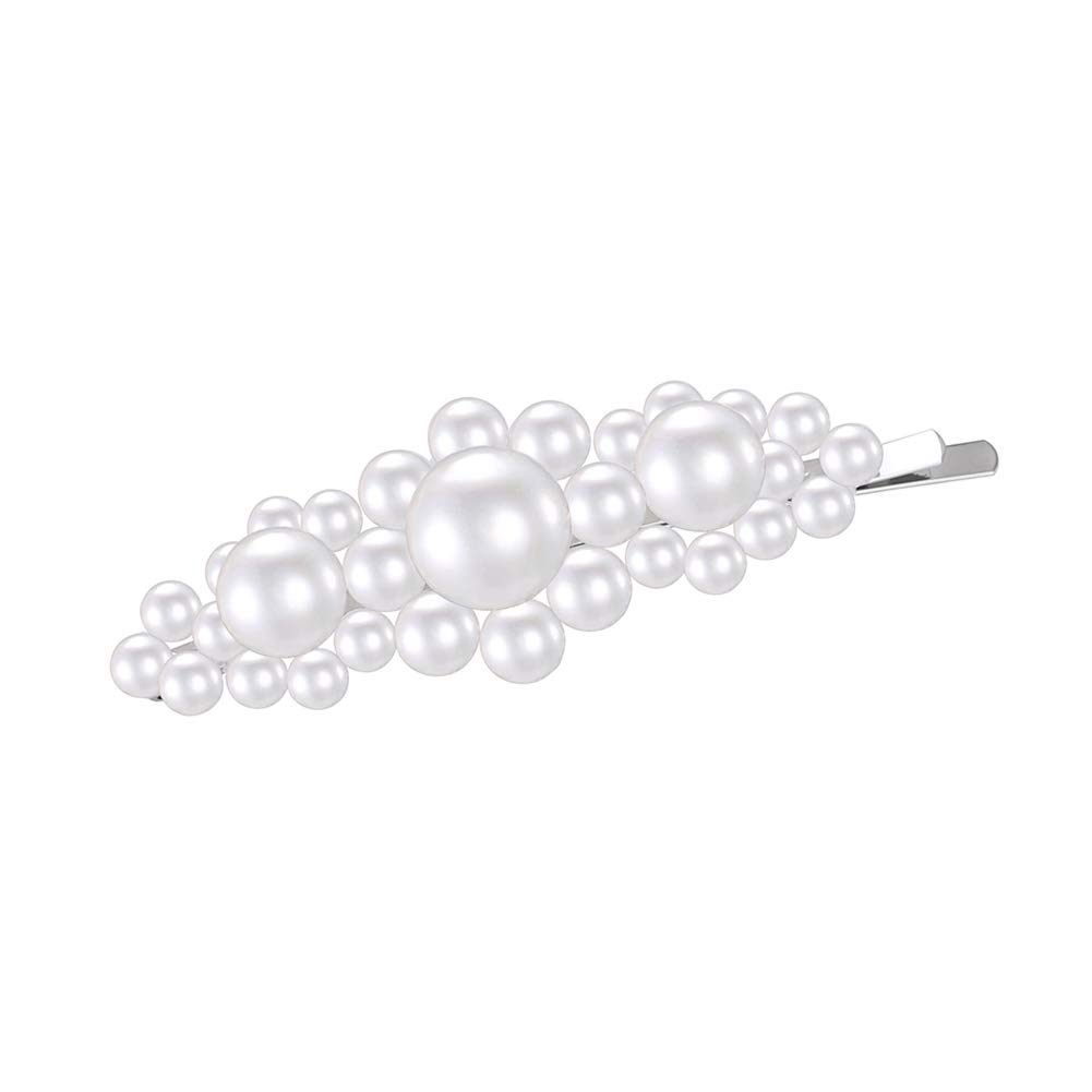 FAMARINE Floral Pearl Hair Clips - Elegant Beaded Faux Pearl Hair Barrettes for Women & Girls, Perfect for Weddings, Parties & Christmas Gifts | Thick Hair Accessories for Special Occasions & Everyday Wear