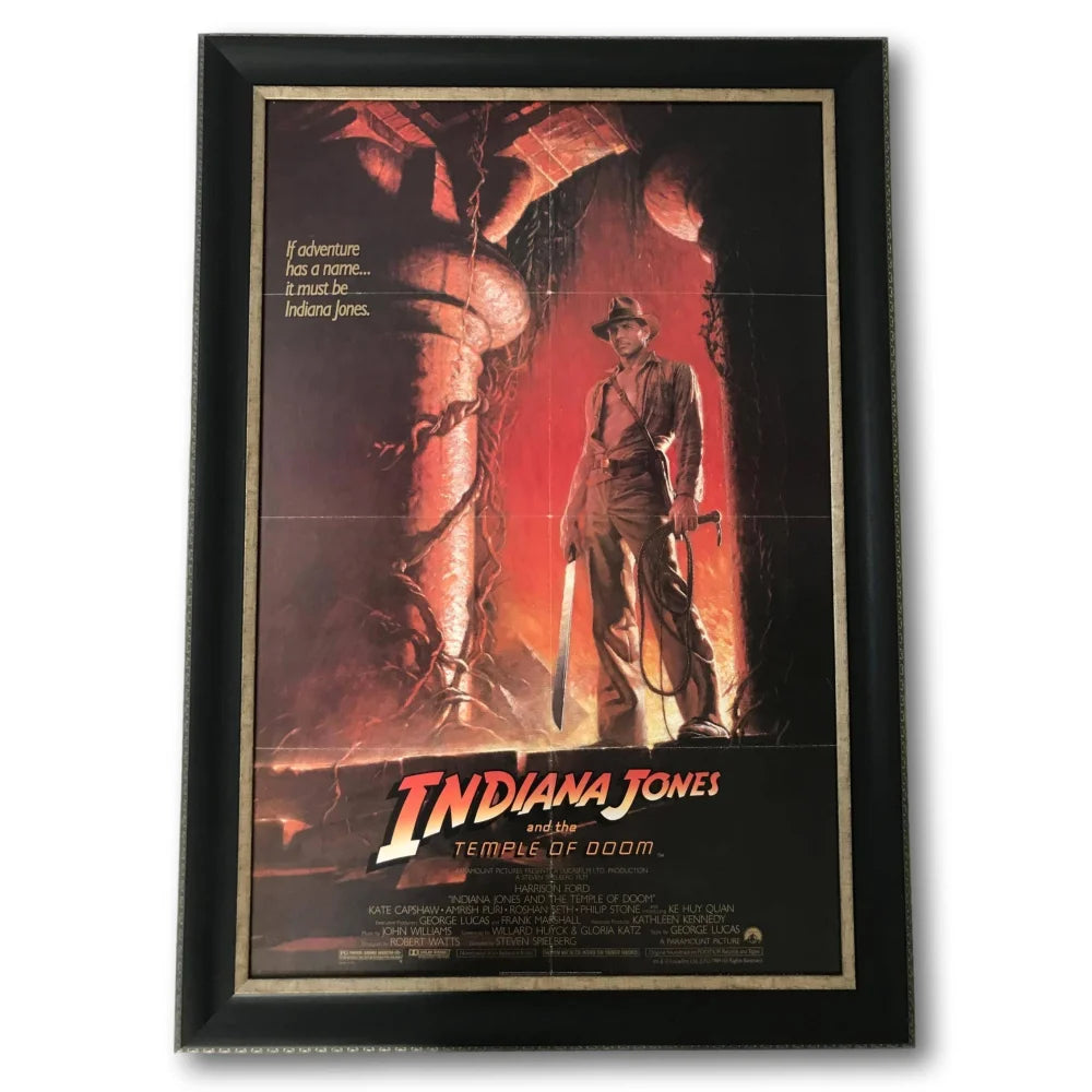 Original 1984 Indiana Jones Temple of Doom Framed Movie Poster - First Issue 27x40 - Perfect for Home Theater Decor, Movie Memorabilia Collection & Gift for Film Fans