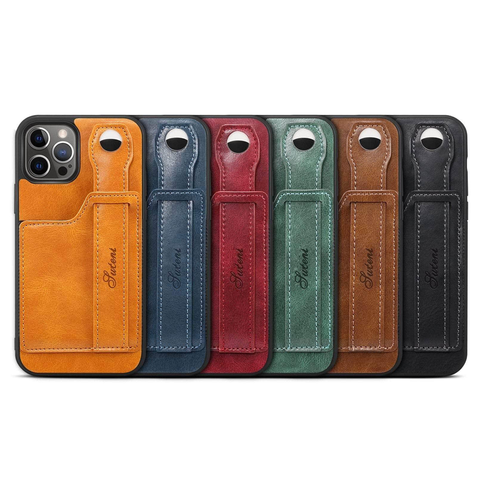 Premium Suteni Genuine Leather Case for iPhone 13 Pro - Slim Protective Cover with Card Slot | Perfect for Business Professionals & Everyday Use