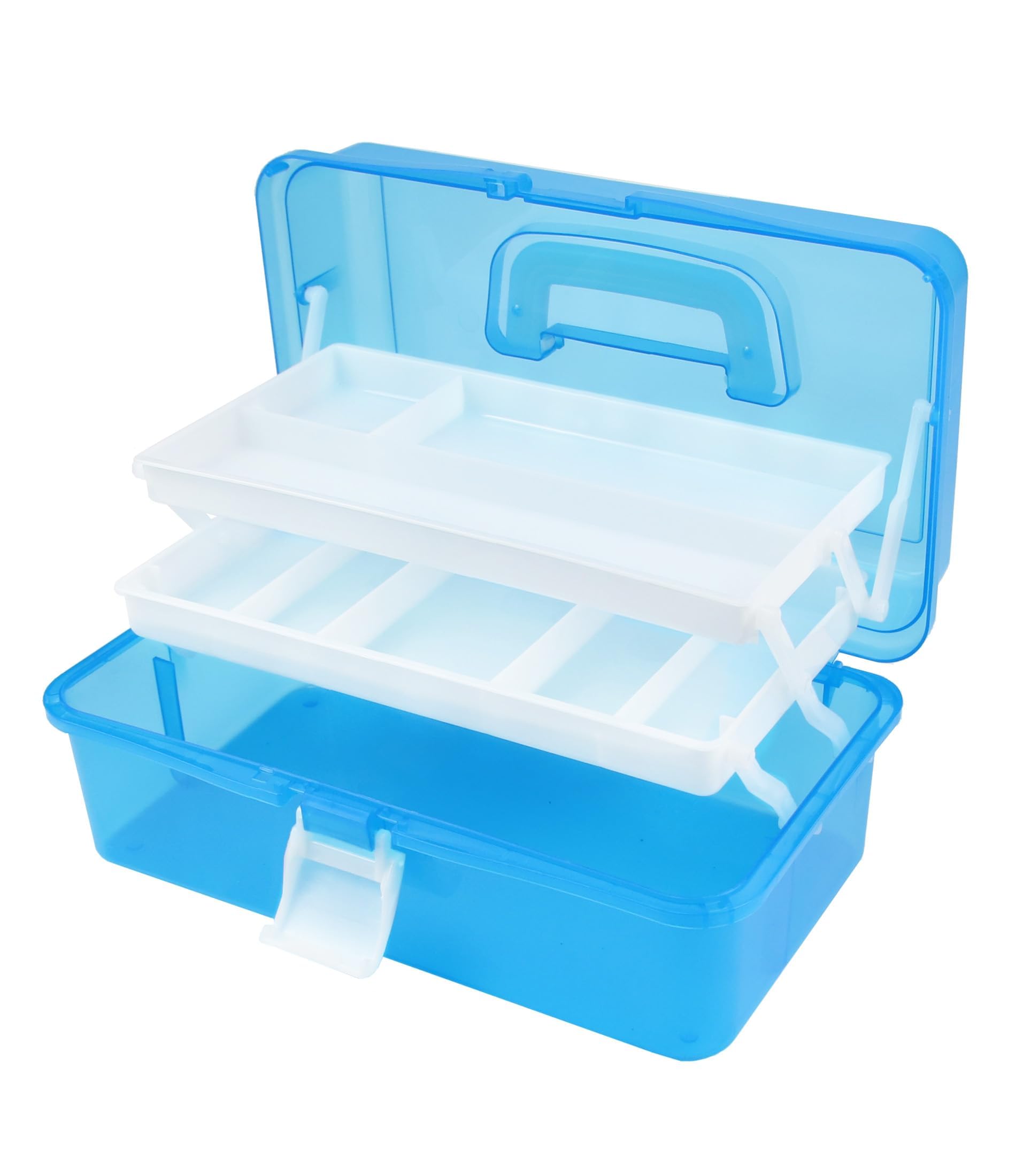3-Layer Blue Tackle Box Organizer with Handle - Portable Storage for Fishing Gear, Sewing Supplies & Arts & Crafts - Perfect for Travel, Camping & DIY Projects