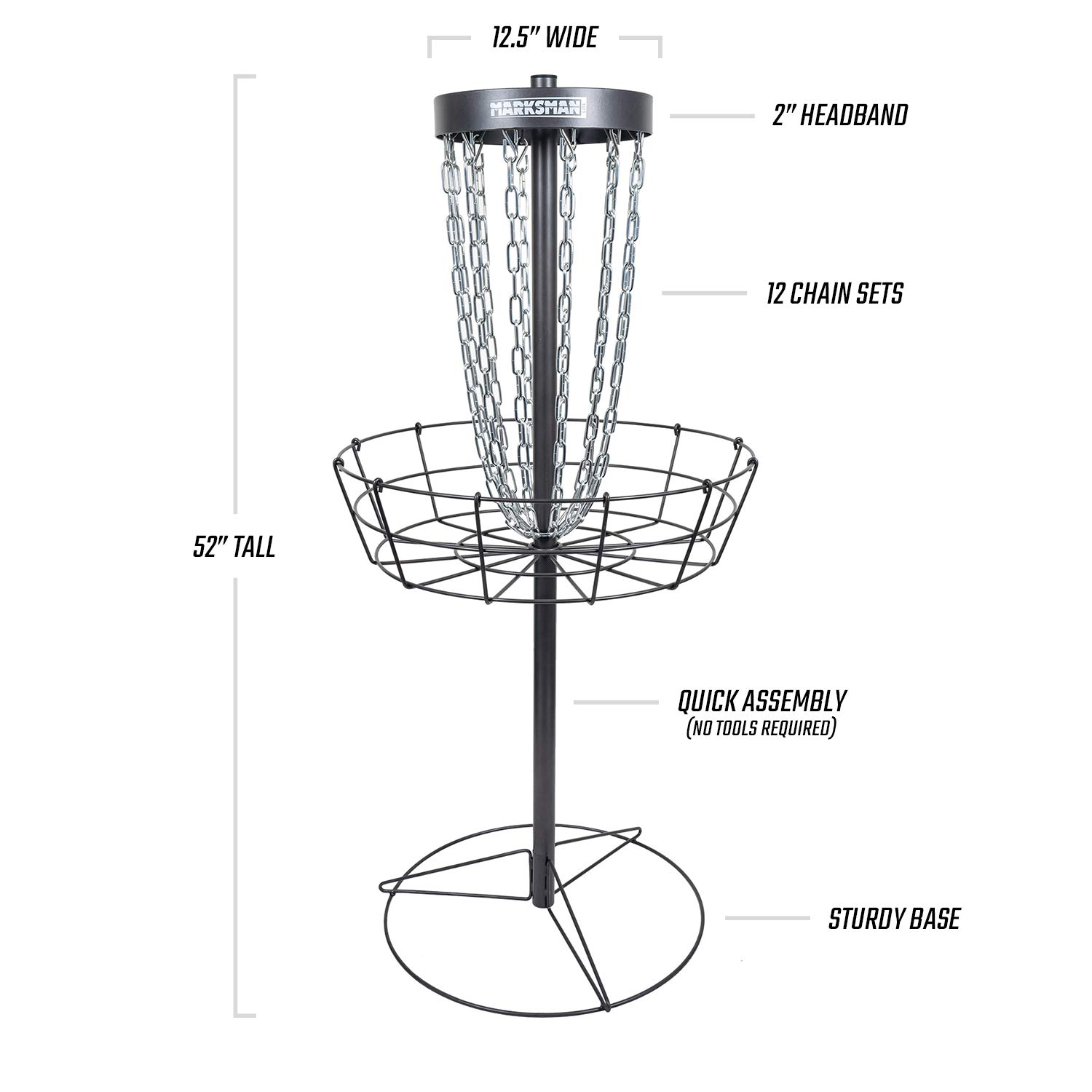 Dynamic Discs Marksman Lite Disc Golf Basket - 12-Chain Portable Frisbee Golf Target | Lightweight & Easy Assembly | Perfect for Backyard, Park & Tournament Practice