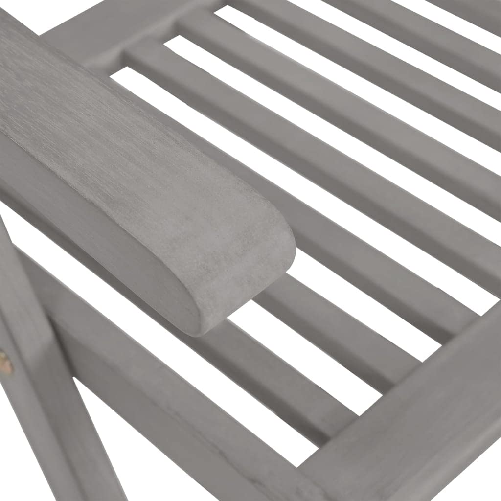 2-Piece Gray Solid Acacia Wood Patio Reclining Chairs Set - Weather-Resistant Outdoor Furniture for Garden, Deck, Balcony, Backyard & Poolside Relaxation