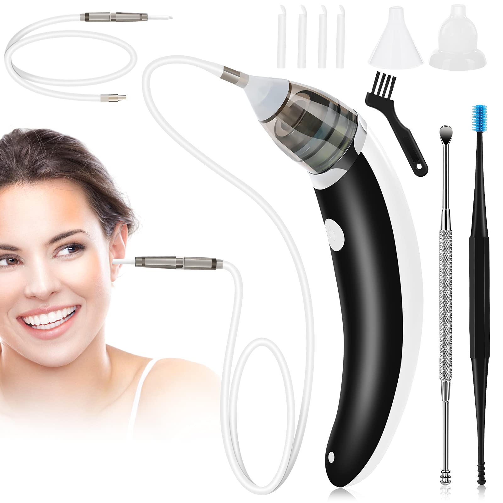 Electric Ear Wax Removal Kit - 5-Level Adjustable Suction USB Rechargeable Ear Vacuum Cleaner for Adults & Kids | Safe Earwax Removal Tool for Home Use, Travel & Daily Hygiene Care