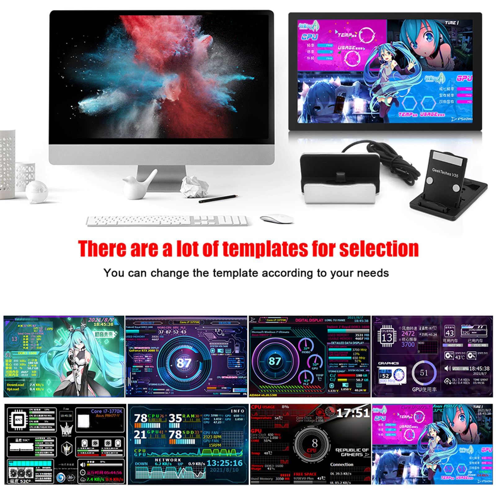BEBIKR 5 Inch IPS USB-C Secondary Monitor for PC - Portable ITX Case Display with AIDA64 Support | Perfect for Gaming Rigs, Workstations & System Monitoring