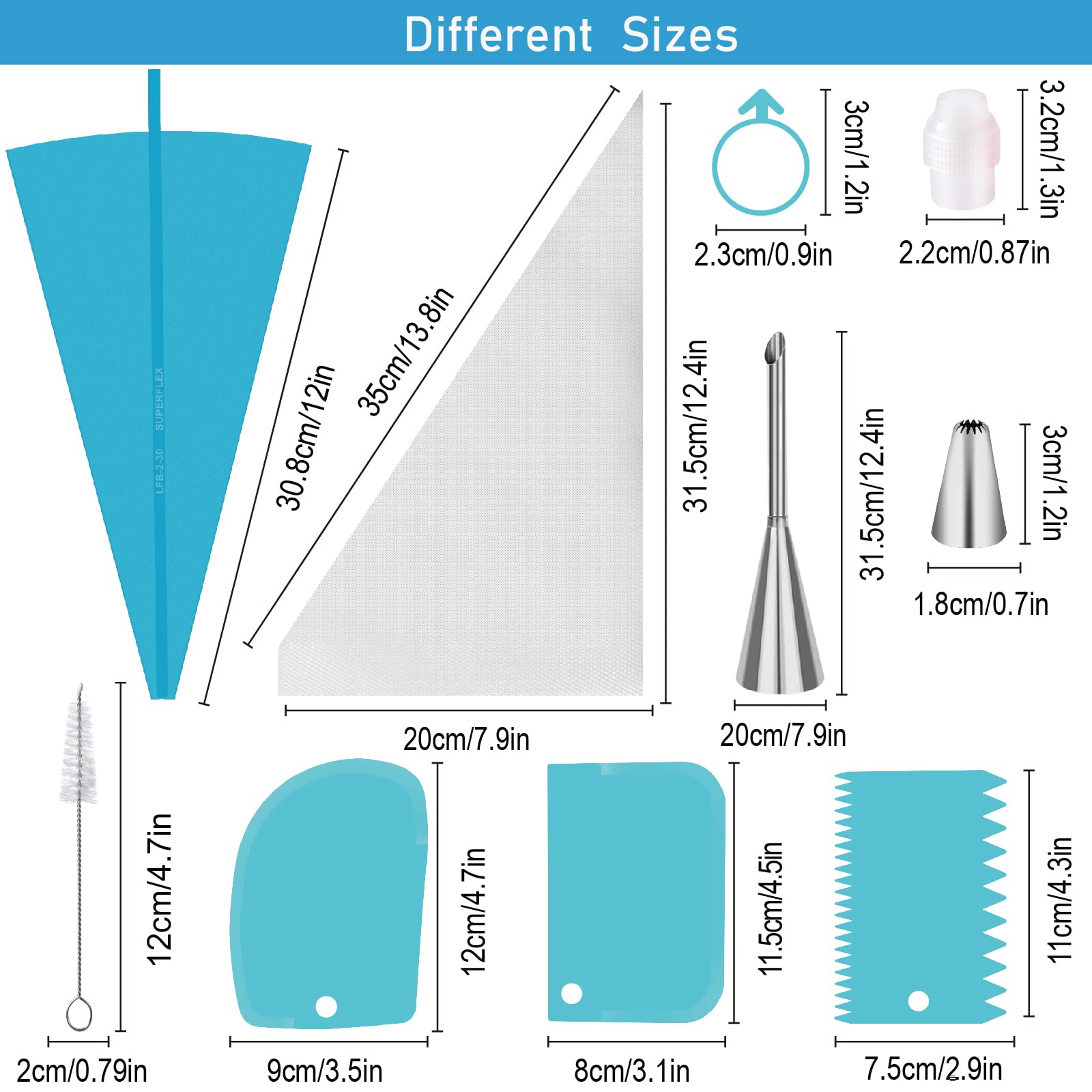 **Nifogo 43-Piece Cake Decorating Kit - Piping Bags, Icing Tips, Couplers - Professional Baking Supplies for Frosting Cookies, Cupcakes & Cakes (Blue) - Perfect for Home Bakers & Party Decorations**