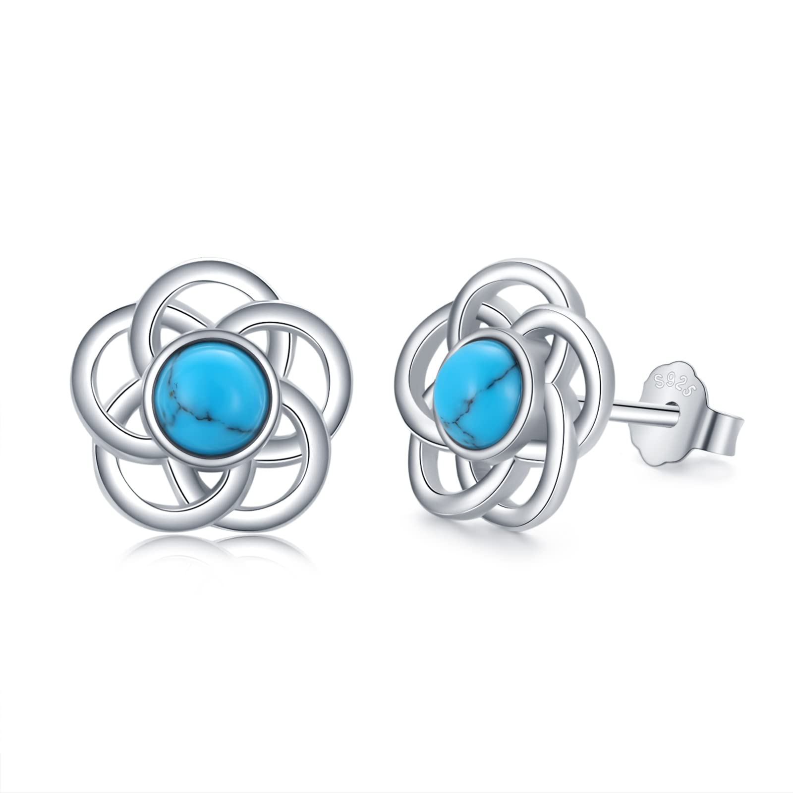 925 Sterling Silver Hypoallergenic Stud Earrings for Women - Moonstone & Turquoise Dangle Drop Fashion Jewelry | Elegant Dainty Earrings for Everyday Wear, Parties & Mother's Day Gifts