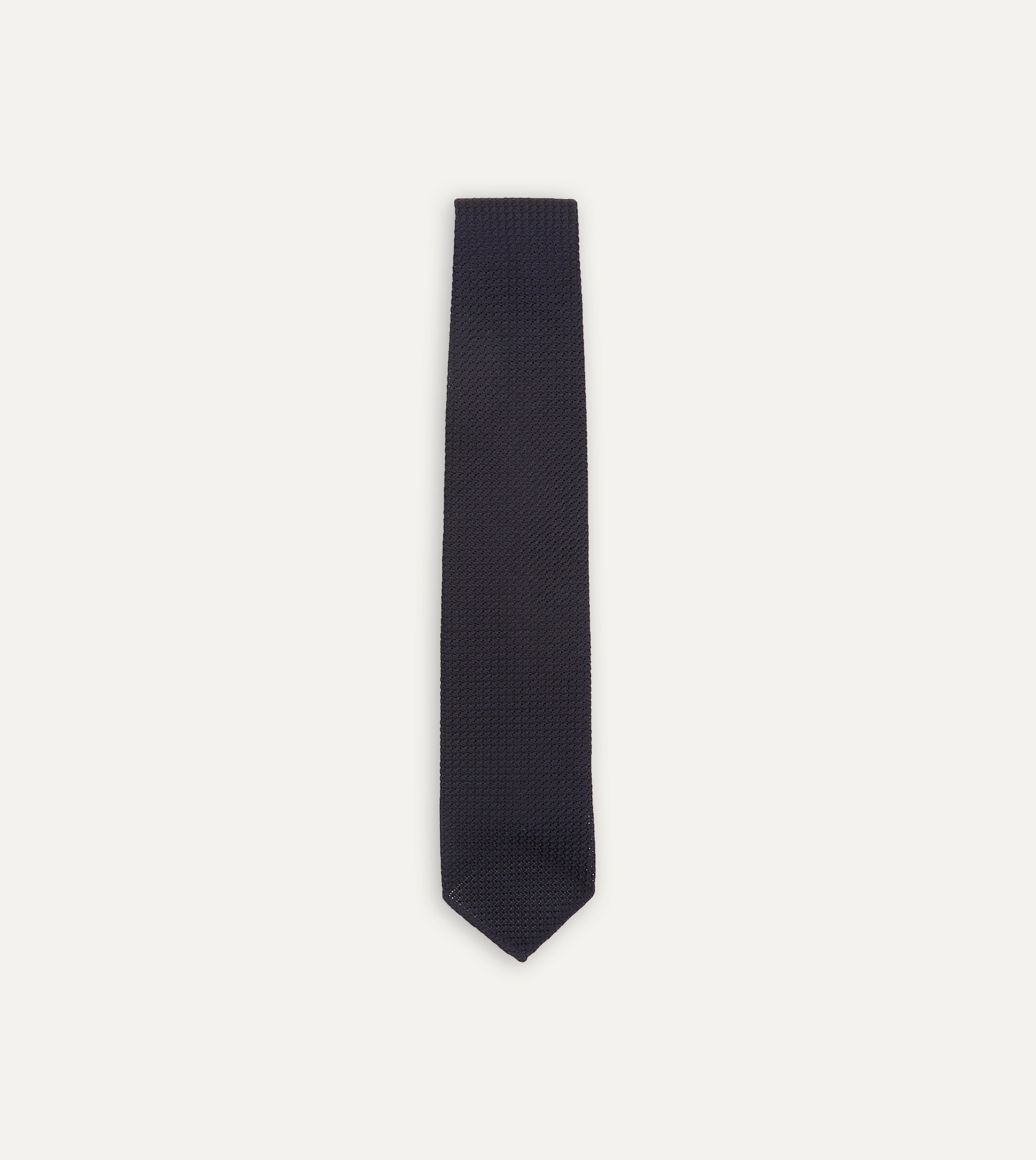 Premium Dark Navy Hand-Rolled Silk Grenadine Tie for Men - Elegant Formal Necktie for Weddings, Business & Special Occasions