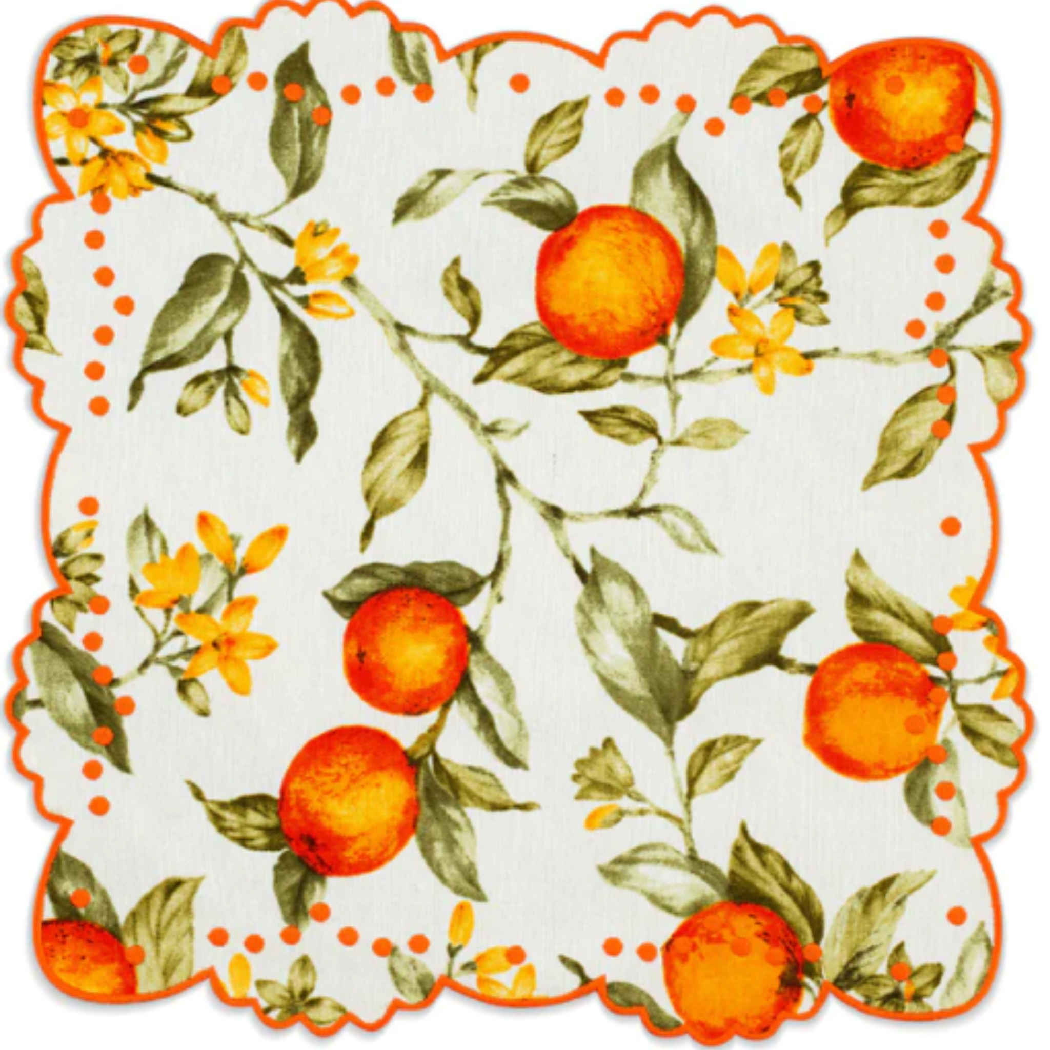 Berenice Citrus Embroidered Cotton Placemat & Napkin Set - 4 Piece Table Setting for Spring & Summer Dining, Kitchen Decor, Party & Wedding Tableware