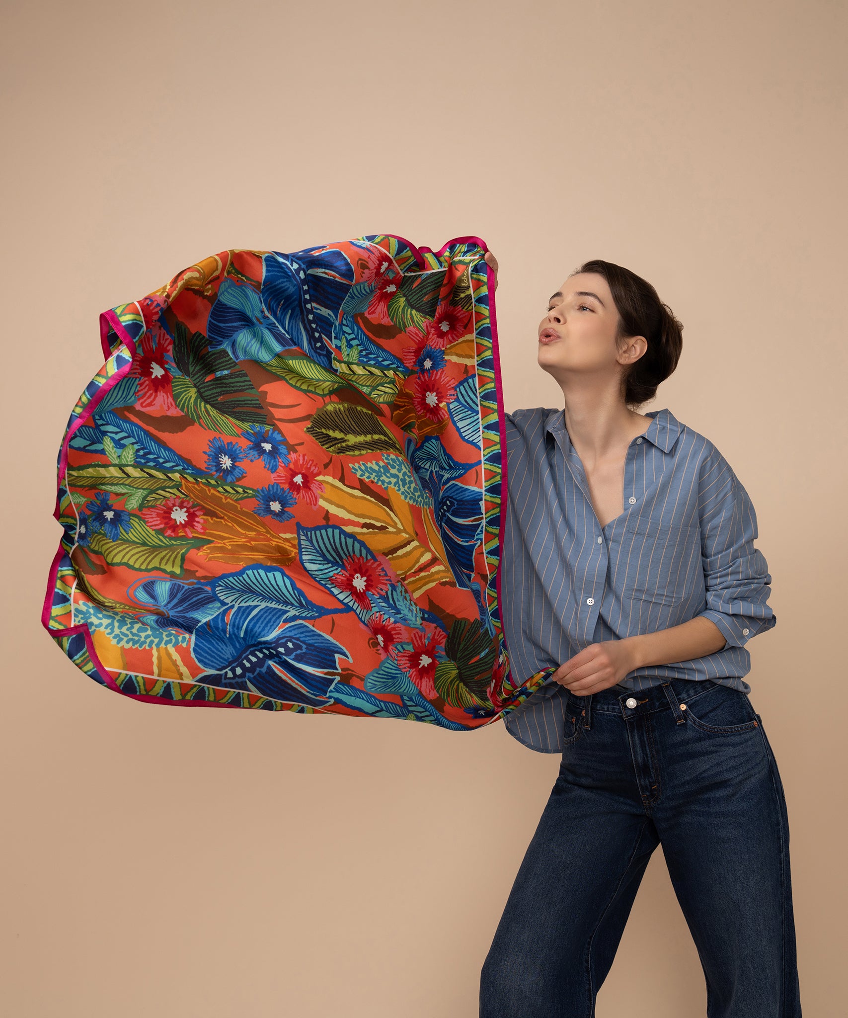 Rainforest 35 Silk Square Scarf - Premium Lightweight Fashion Accessory for Women, Elegant Gift for Mother's Day, Wedding & Office Wear