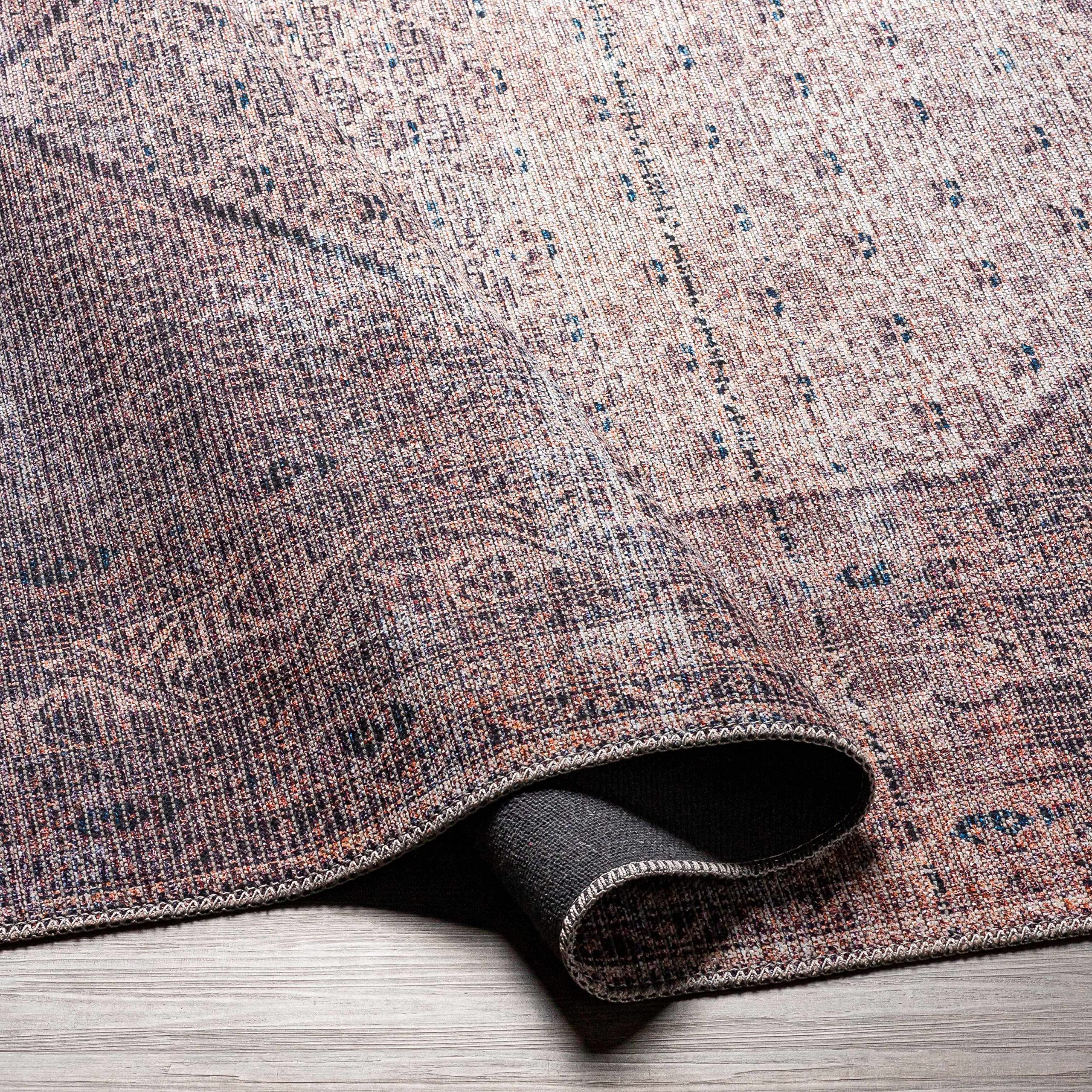Hauteloom Bagacay Machine Washable Runner Rug - Traditional Design in Plum, Teal & Dusty Pink - 2'7