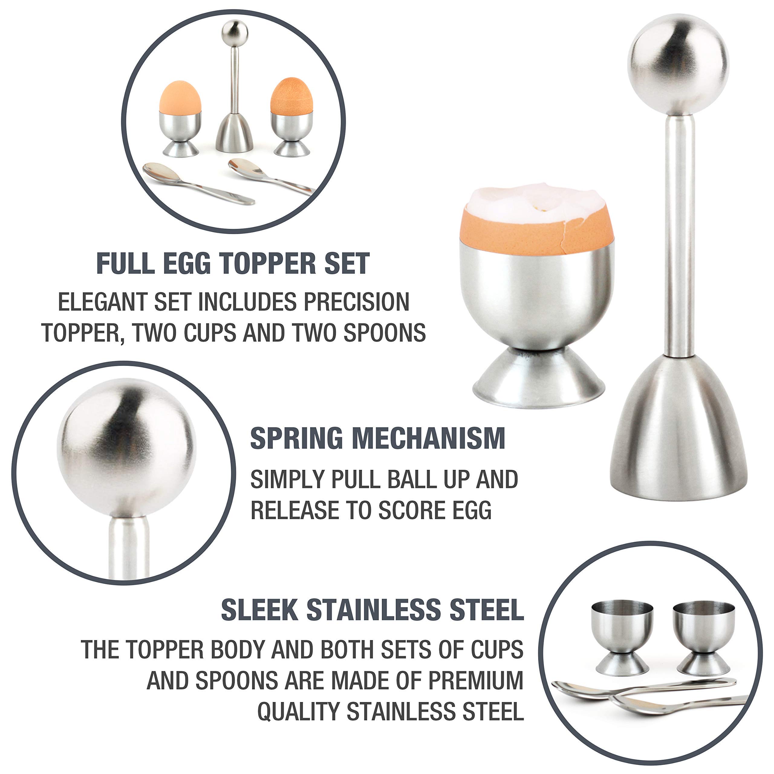 Premium Electric Salt & Pepper Grinder Set with Steel Egg Cracker - Battery Powered Ceramic Burr Mill & Complete Soft Boiled Egg Tool Kit for Kitchen, Dining & Gourmet Cooking