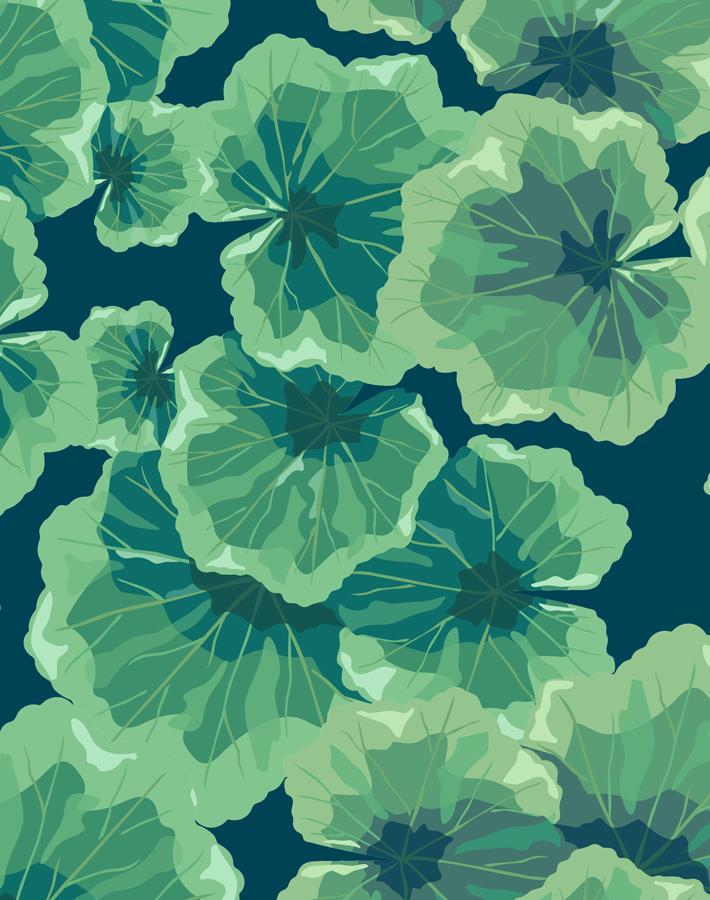 Nathan Turner Indigo Geranium Leaves Wallpaper - Botanical Floral Peel and Stick Wallpaper for Living Room, Bedroom, and Home Decor