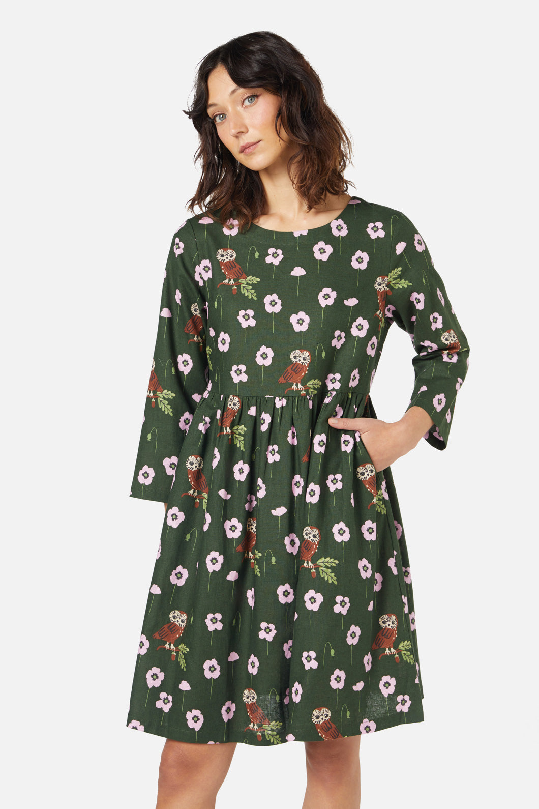 Poppy Owl Mini Dress - Floral Print Short Sleeve Summer Dress for Women | Perfect for Beach Vacation, Date Night & Casual Outings