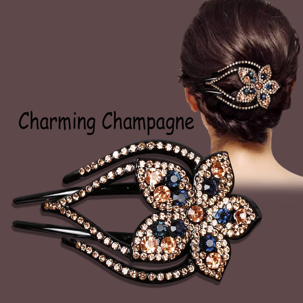 Yusier 4PCS Heart Shaped Rhinestone Hair Clips - Sparkly Duckbill Barrettes for Women, Shiny Decorative Hair Accessories for Prom, Wedding, Party & Everyday Use