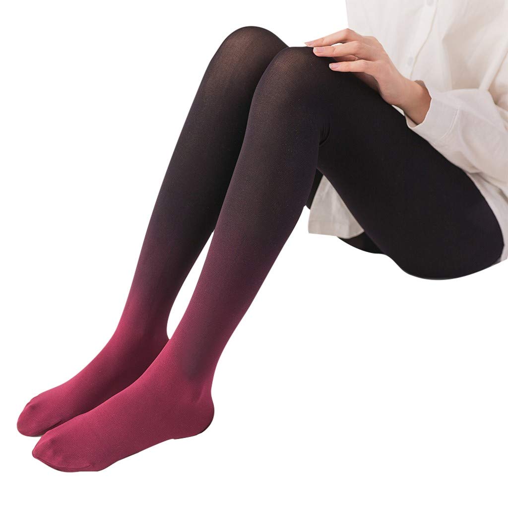 Vintage Tie-Dye Women's Pantyhose Tights - Fashionable Gradual Color Change Stockings for Girls (Wine Red, One Size) - Perfect for Casual Wear, Parties & Retro Outfits