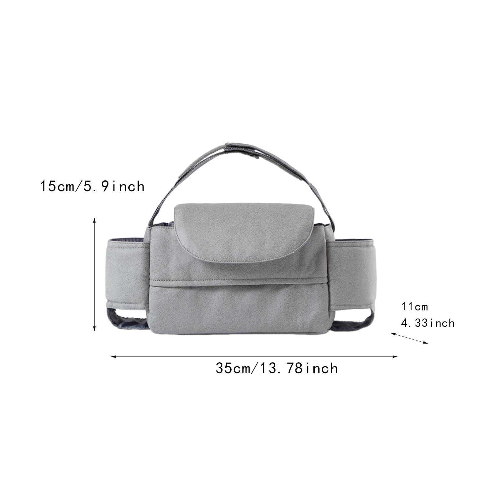Menolana Baby Diaper Bag Organizer - Large Storage Pouch with Wipes Pocket & 2 Cup Holders - Stroller Organizer for Diapers, Toys, Phone & Essentials - Perfect for Travel, Outings & Daily Use (Grey)