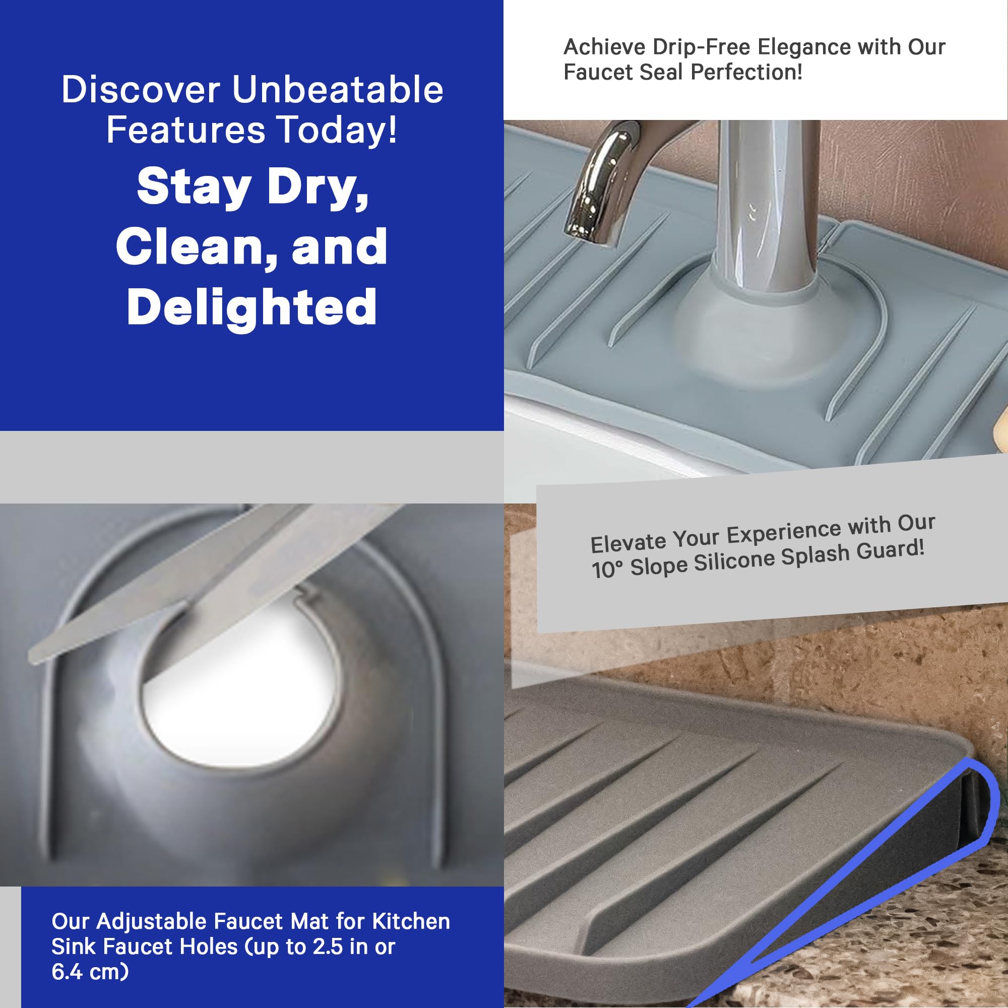 10° Slope Kitchen Sink Splash Guard - 19.6