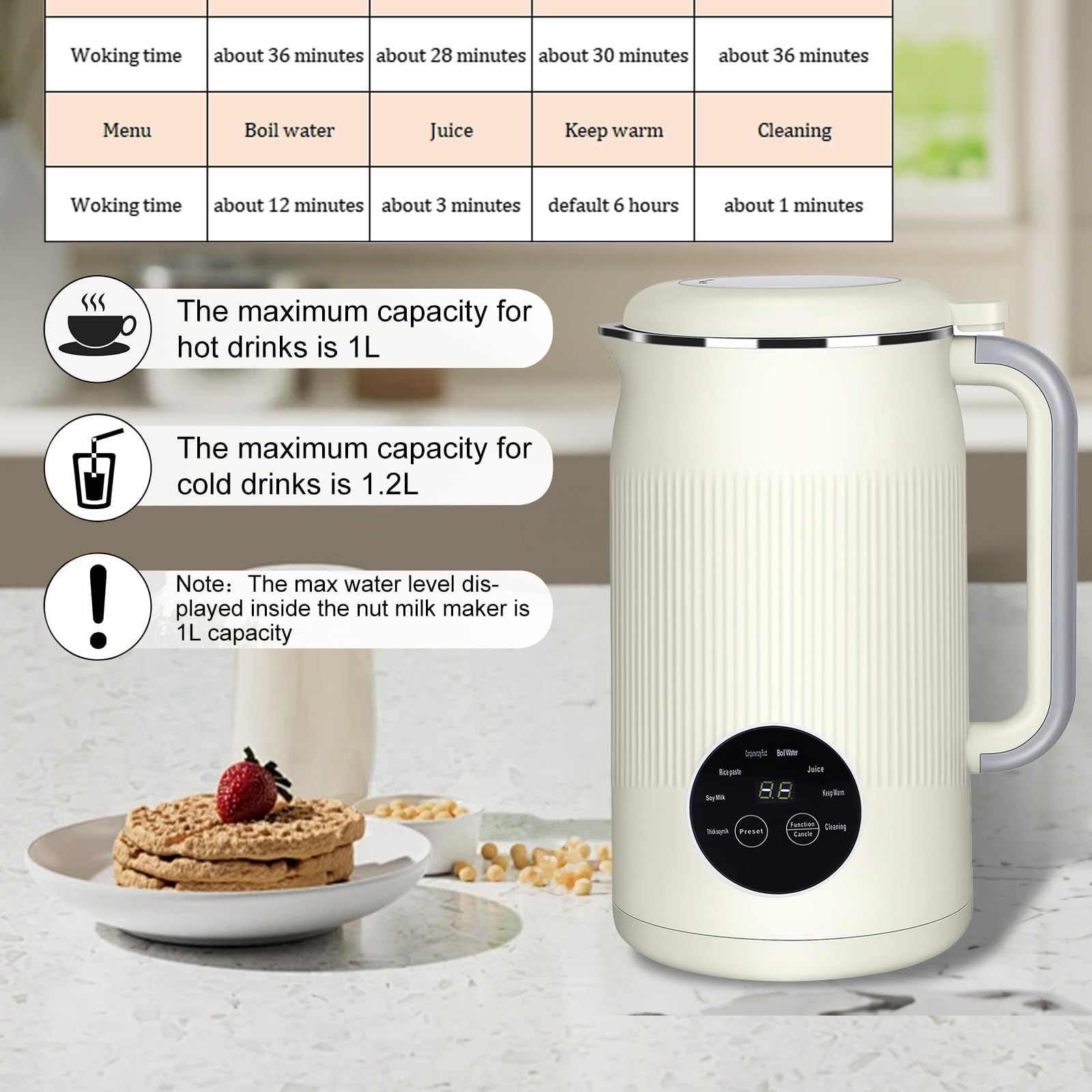 35oz Automatic Nut Milk Maker with 10 Blades - Multi-Function Soy & Oat Milk Machine (Cyan) | Perfect for Vegan, Dairy-Free, Keto Diets & Healthy Homemade Plant-Based Milk