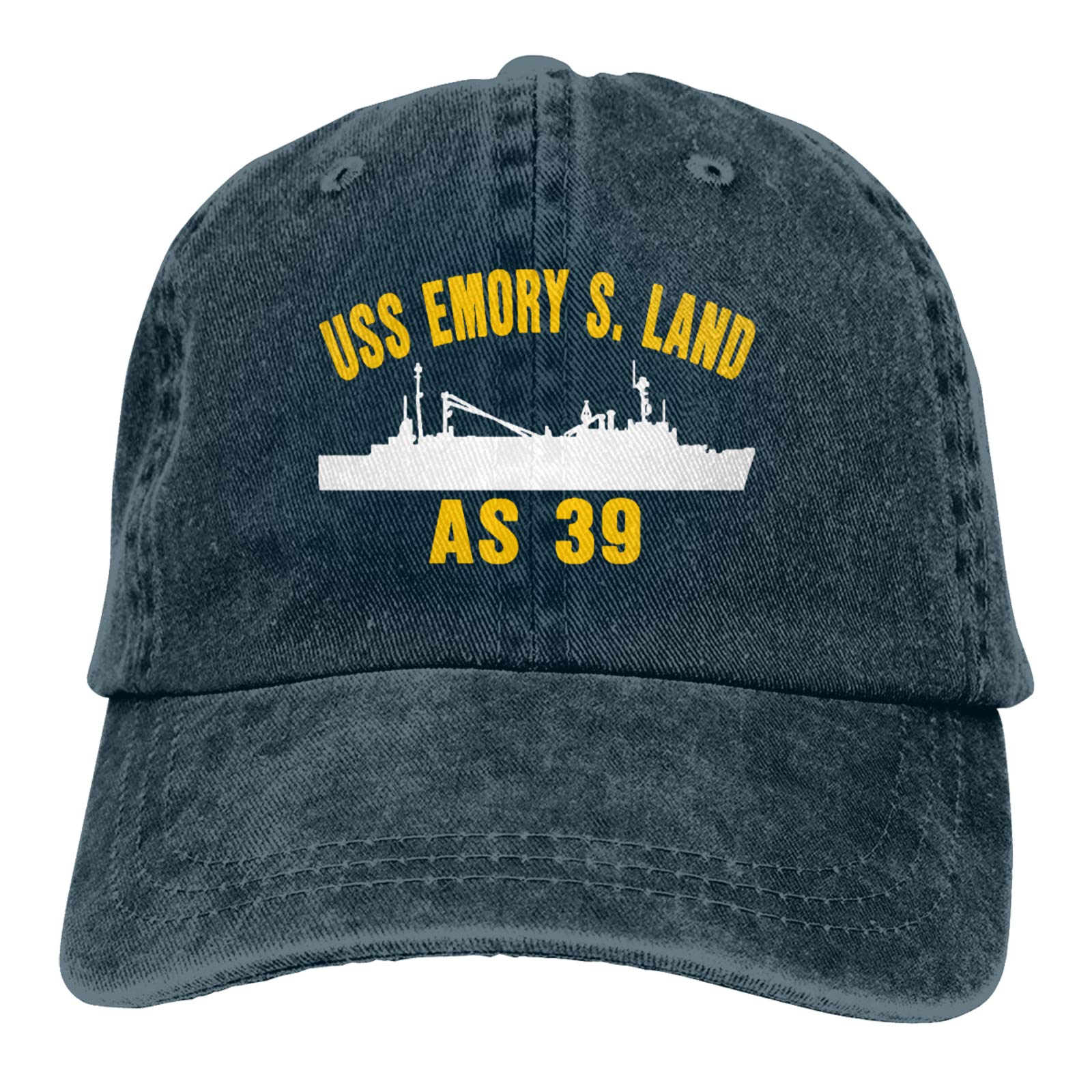 USS Emory S Land AS-39 Vintage Denim Cowboy Hat - Classic Dad Jeans Style Baseball Cap for Men - Perfect for Outdoor Adventures, Country Music Festivals & Western Fashion