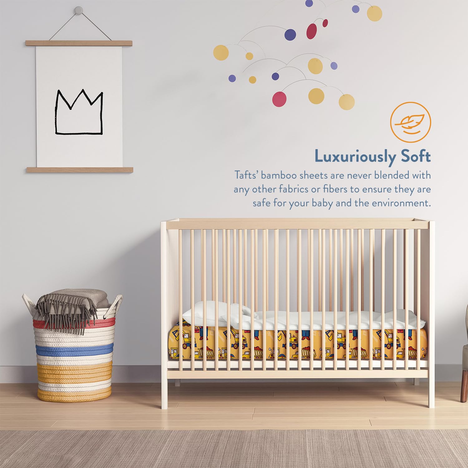 TAFTS Organic Bamboo Viscose Fitted Crib Sheets - 2 Pack, 28
