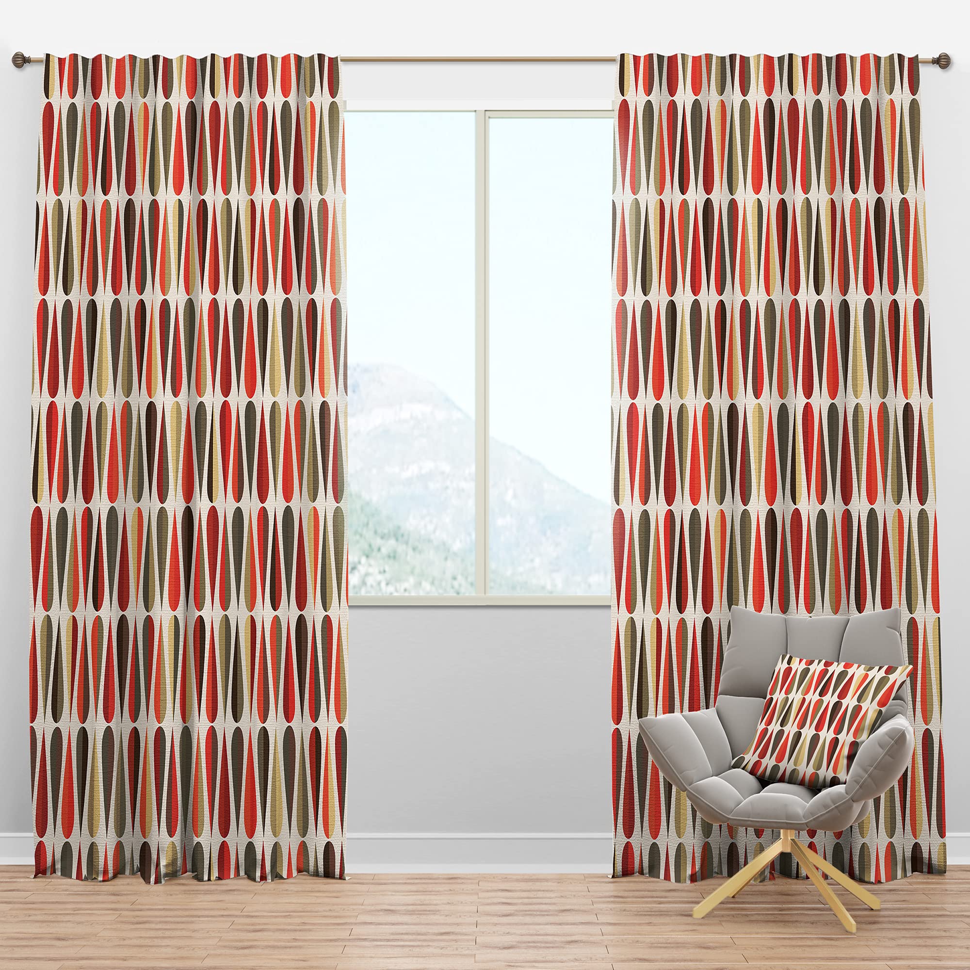 Retro Abstract Blackout Curtains - Thermal Insulated Room Darkening Drapes for Bedroom & Living Room (52x95, Single Panel) - Perfect for Home Theater, Nursery & Light Sleepers