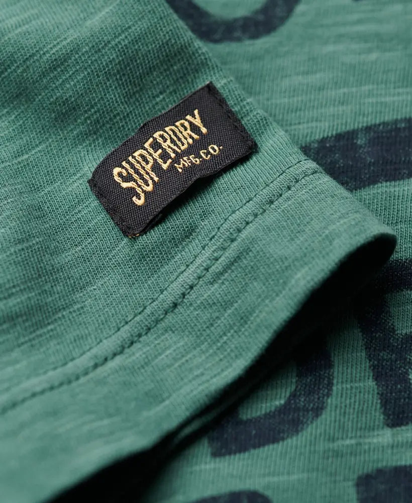 Copper Label Script T-Shirt | Drius Green Slub Cotton Tee - Casual Wear & Street Style Fashion