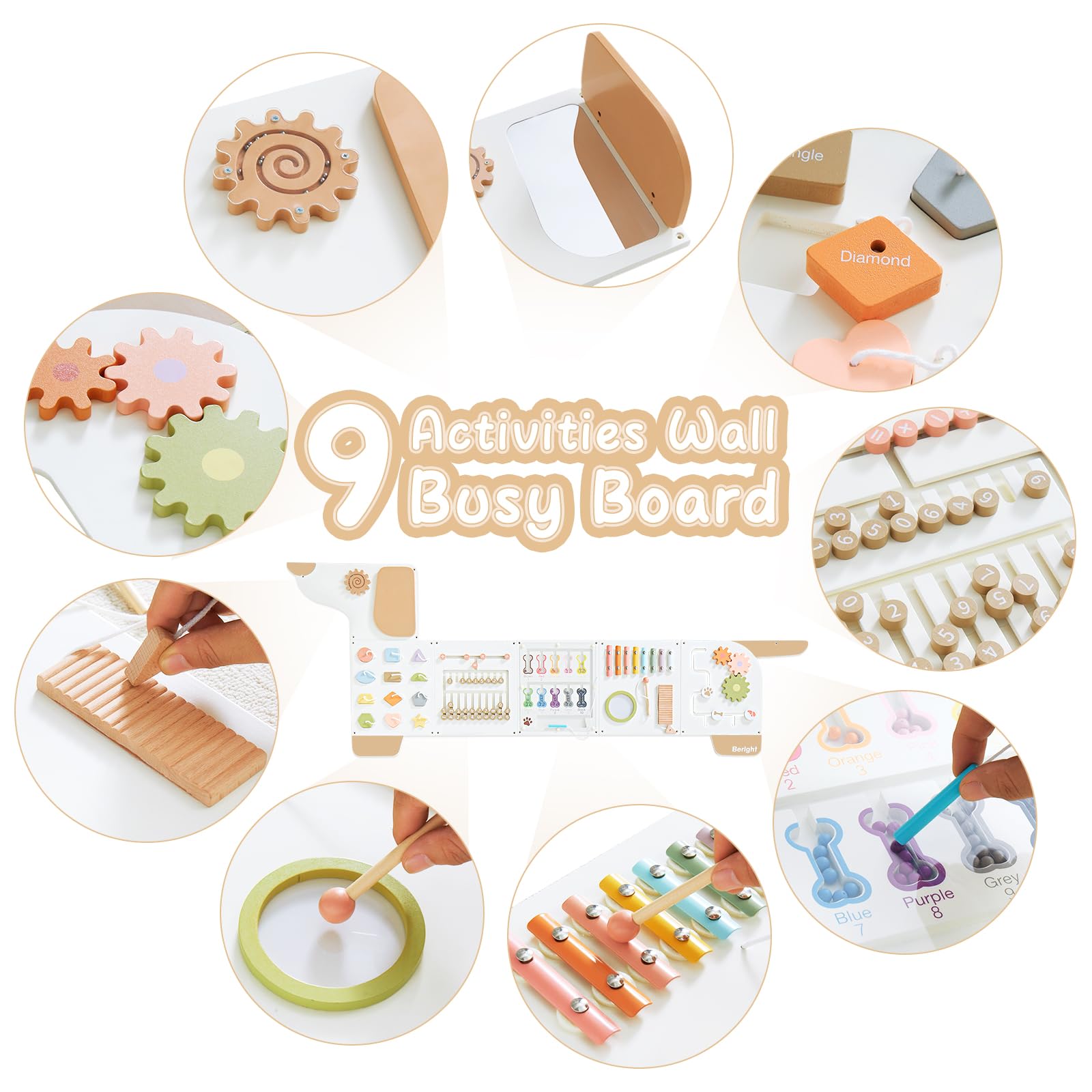 Beright Dog Activity Wall Busy Board Panels - Montessori Sensory Toys for Toddlers, Learning Activity Center for Kids - Perfect for Playrooms & Daycare Centers (White) | Great for Early Childhood Development & Sensory Play