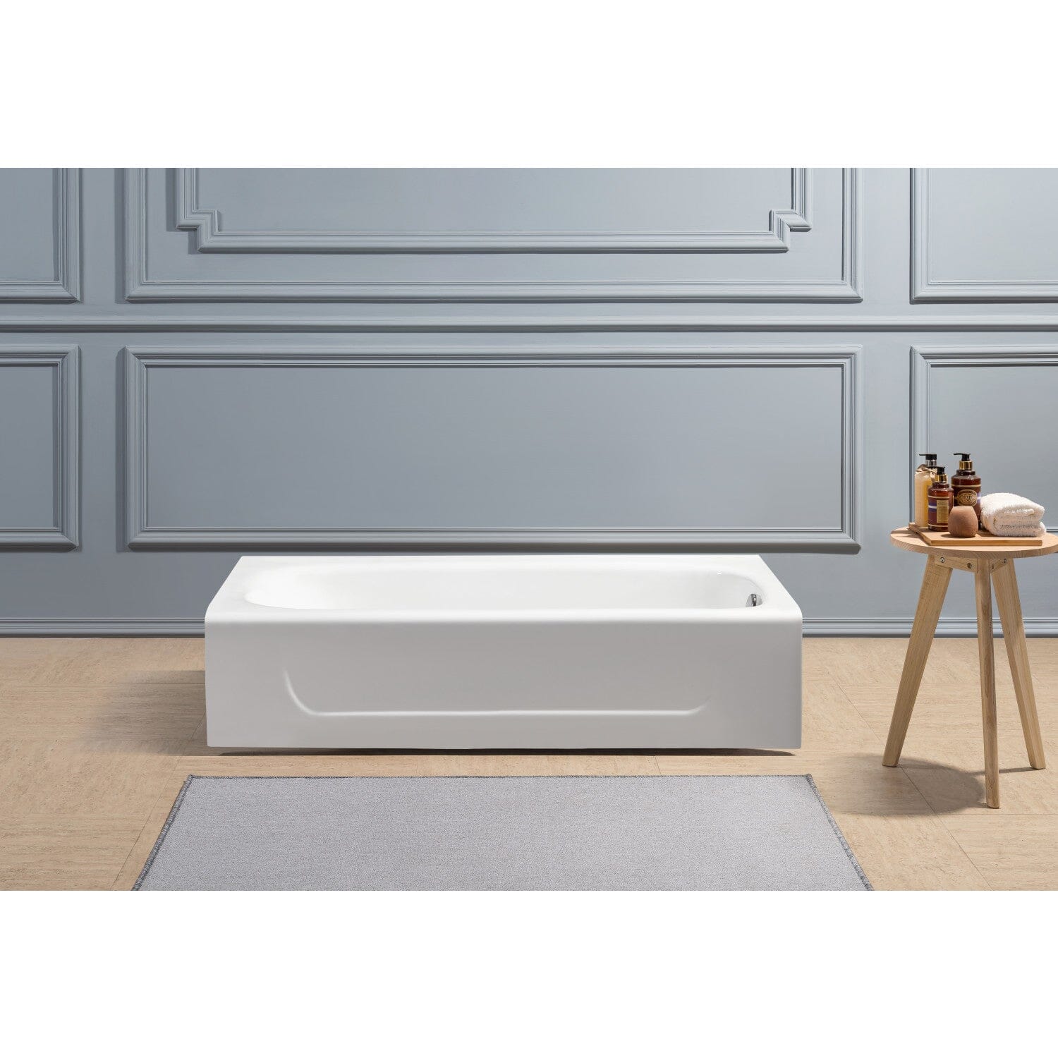 Aqua Eden 60 Inch Cast Iron Rectangular 3 Wall Alcove Bathtub with Right Drain Hole - Perfect for Modern Bathroom Renovation and Spa-Like Relaxation