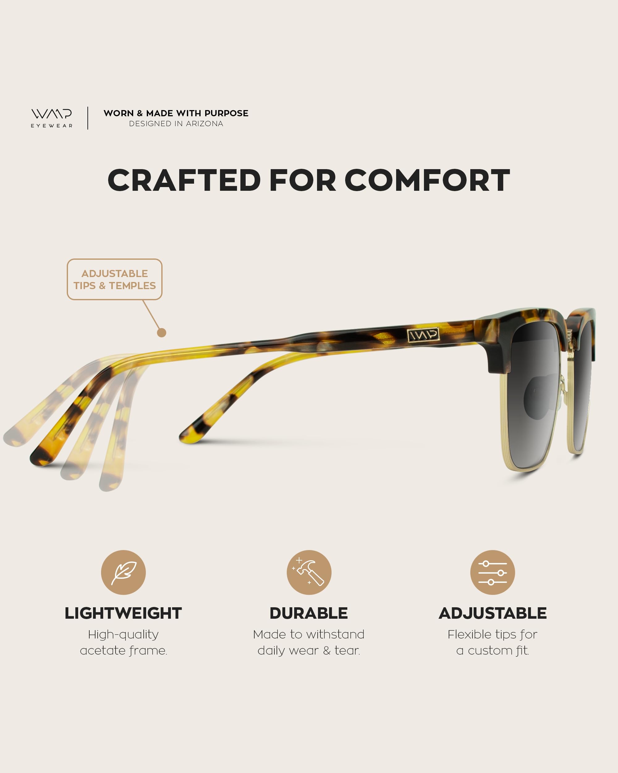WearMe Pro Modern Semi-Rimless Rectangular Polarized Sunglasses for Men & Women - UV Protection, Lightweight & Stylish for Driving, Outdoor Sports & Beach Vacation