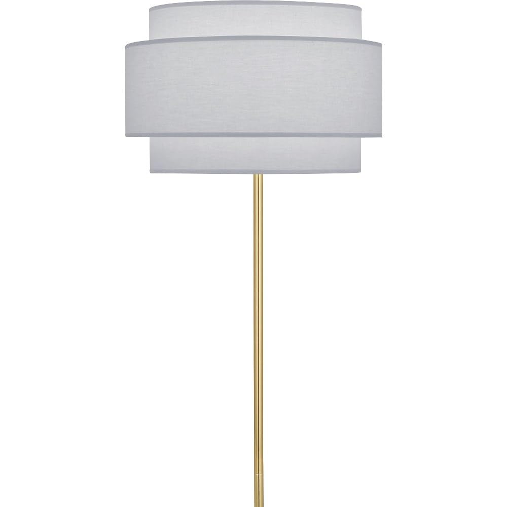 Robert Abbey Decker Brass Floor Lamp with Pearl Gray Shade - Modern Lighting for Living Room, Bedroom & Office - Dimmable LED Floor Lamp for Home Decor