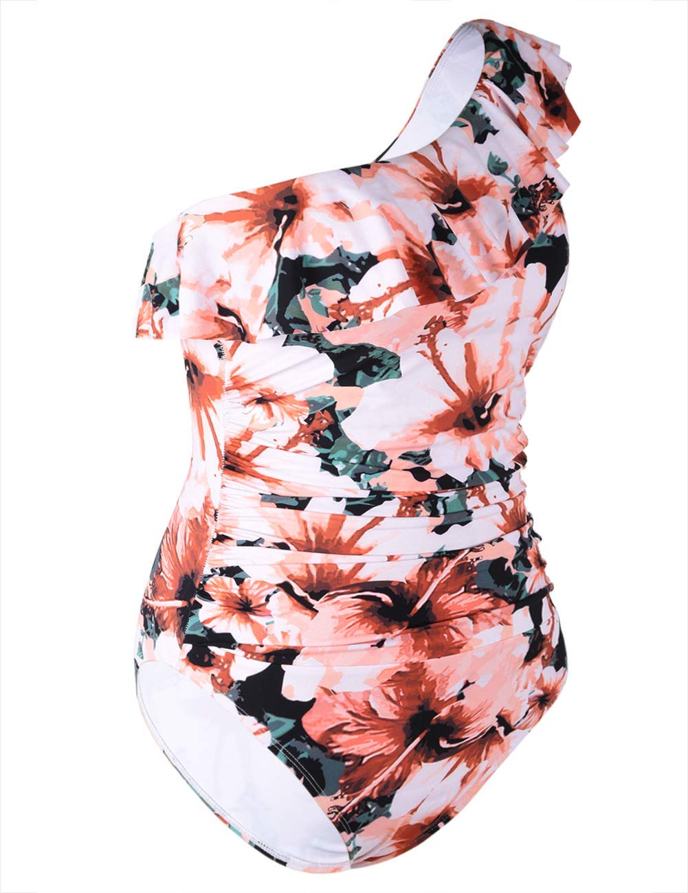 Hilor Women's One Piece Swimsuit Tummy Control Bathing Suit Asymmetric One Shoulder Swimwear - Perfect for Beach Vacation, Pool Party & Summer Getaways
