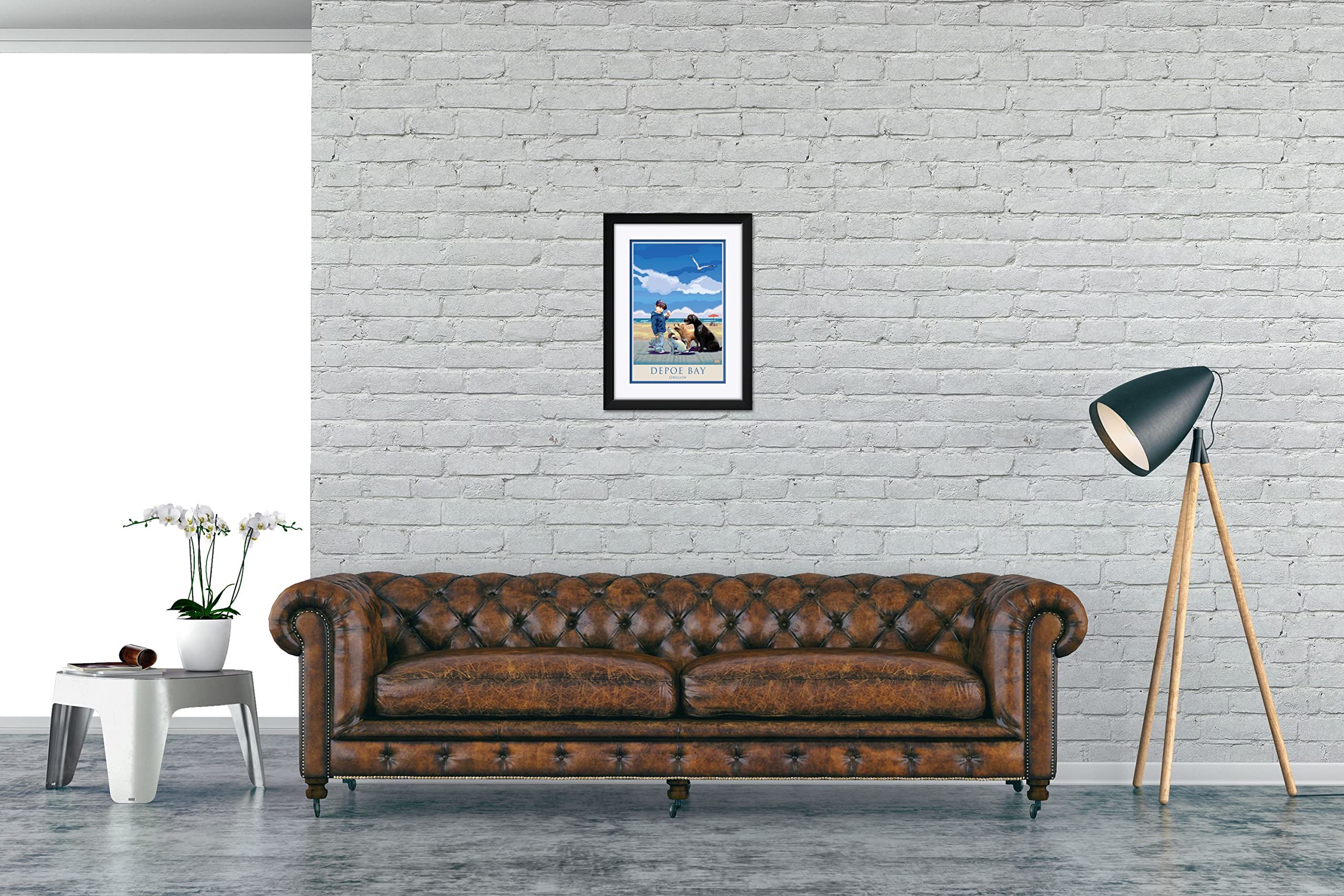 Depoe Bay Oregon Dog Art Print - Professionally Framed & Matted 18