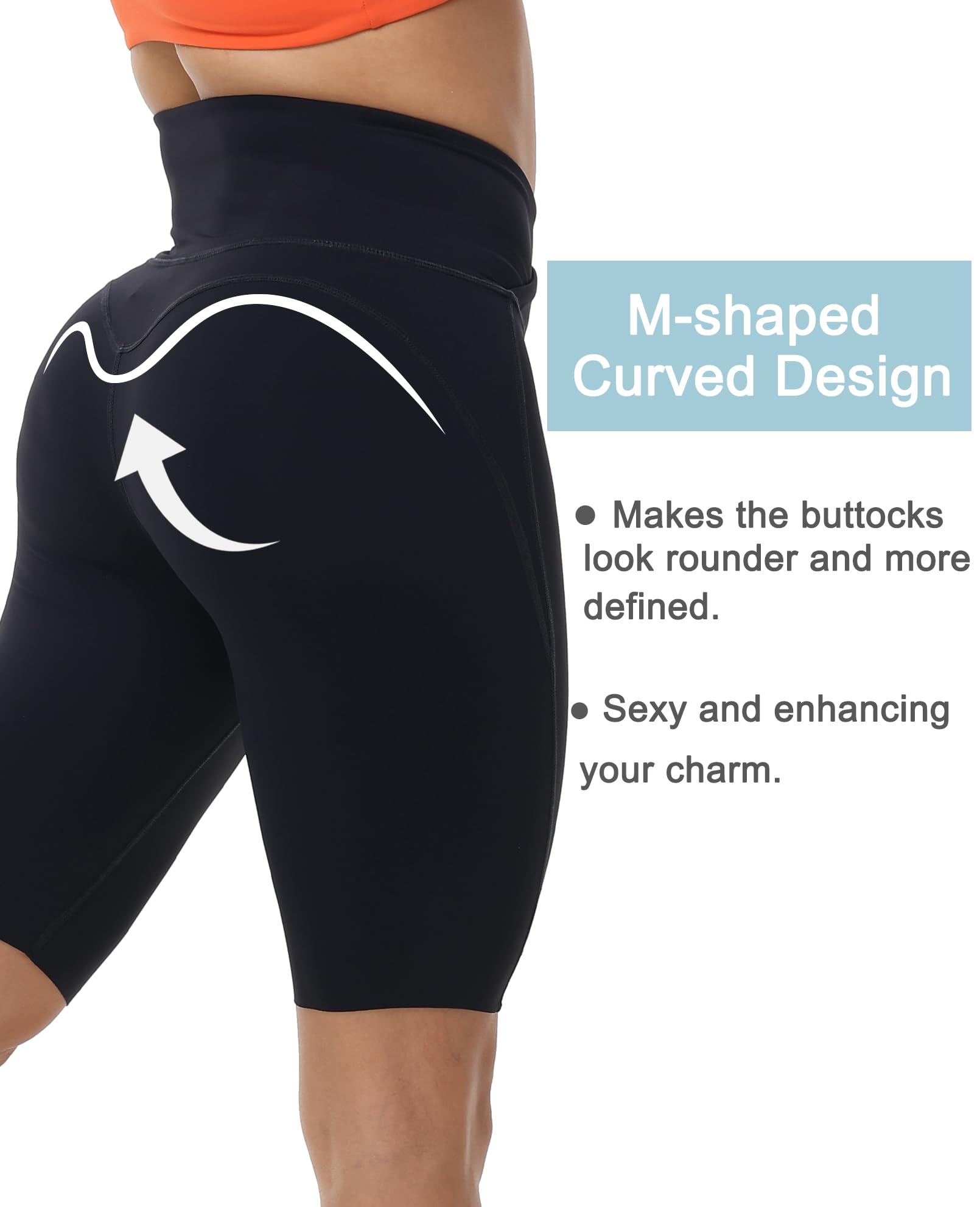 Women's High Waisted Biker Shorts - Tummy Control Workout Shorts No Front Seam, Butt Lifting Running & Yoga Short Leggings for Gym, Cycling & Active Wear