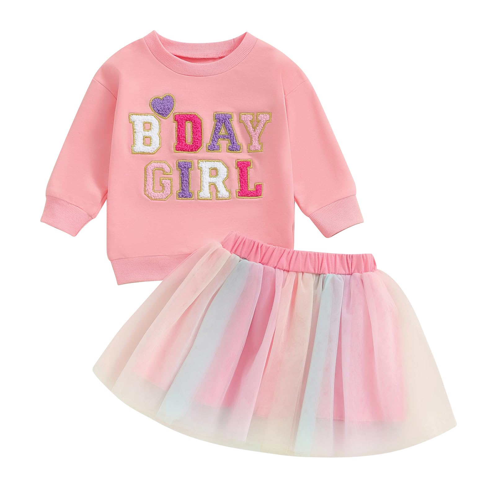 Adorable Toddler Girl Birthday Outfit - Letter Print Long Sleeve Top & Tutu Skirt Set | Winter Party Dress for Baby Girls | Perfect for Birthday Photos, Holiday Events & Special Occasions