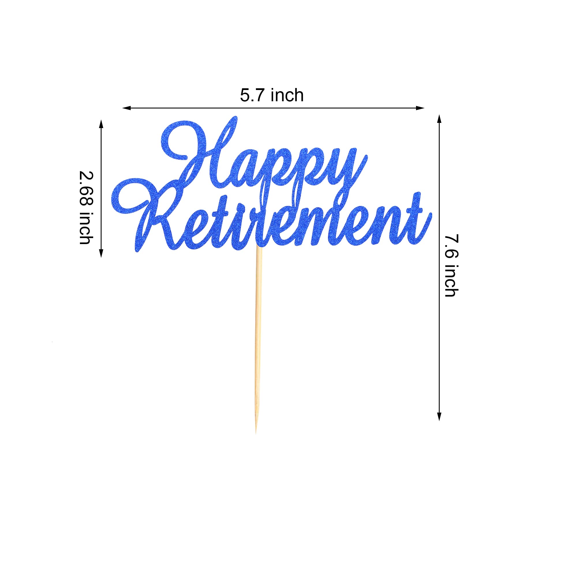 Happy Retirement Cake Topper - Dark Blue Glitter Retired Cake Pick for Retirement Party, Birthday Celebration & Cake Decorations - Perfect for Retirement Gifts, Farewell Parties & Themed Desserts